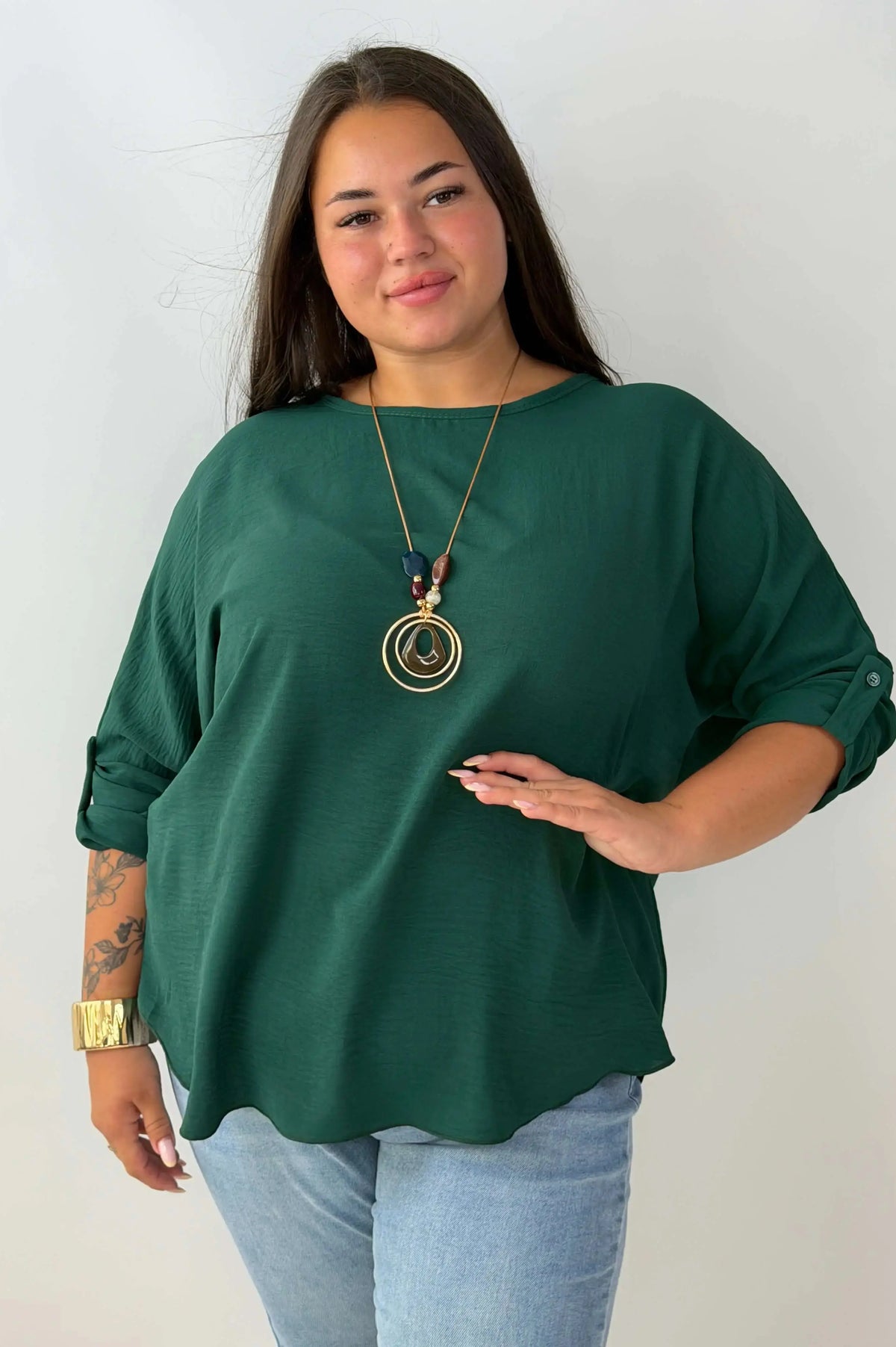 Bluzka Plus Size z ozdobnym naszyjnikiem Stylowa XL