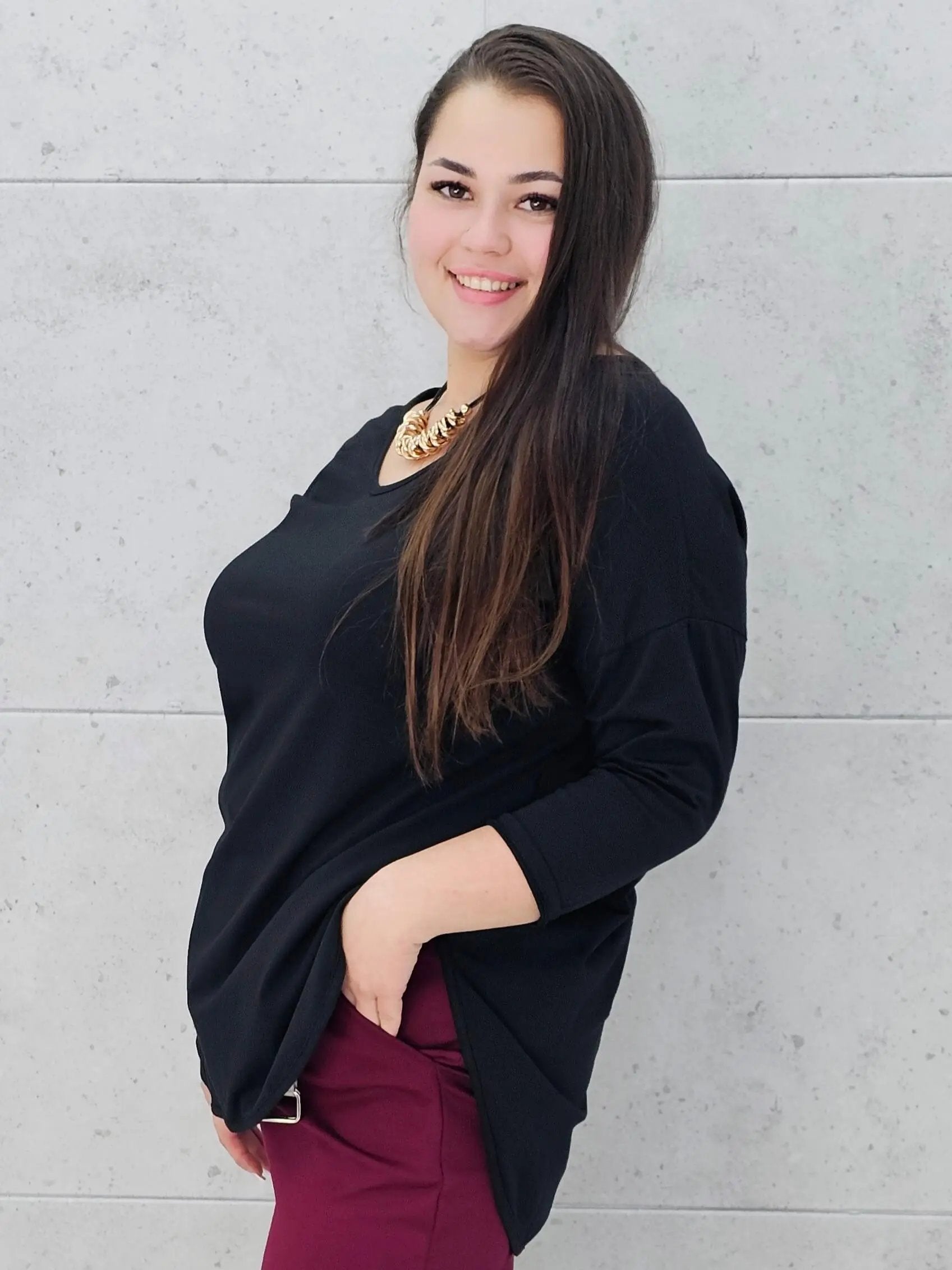 Bluzka basic z zaokrąglonym dołem Stylowa XL