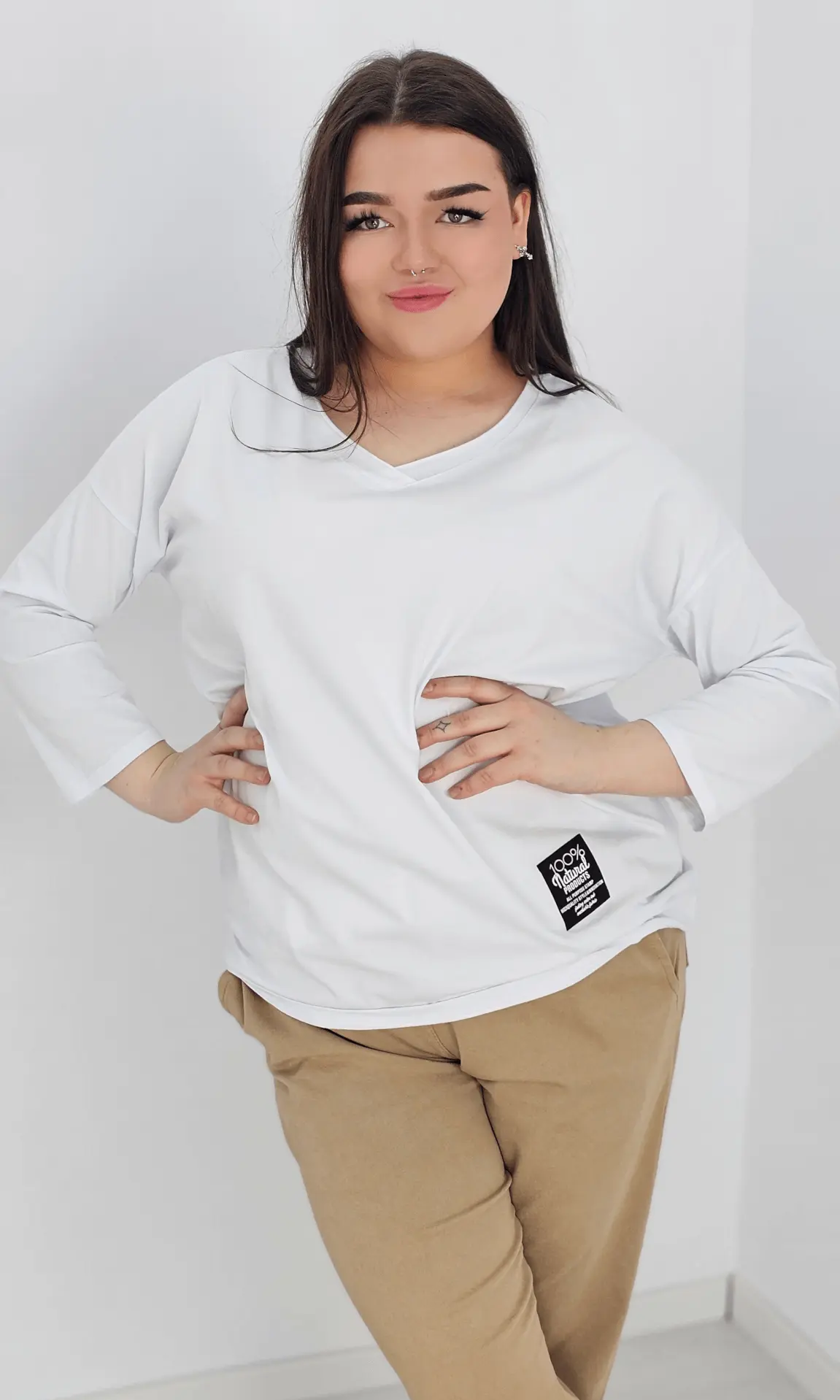 Bluzka bawełniana z dekoltem w serek Stylowa XL