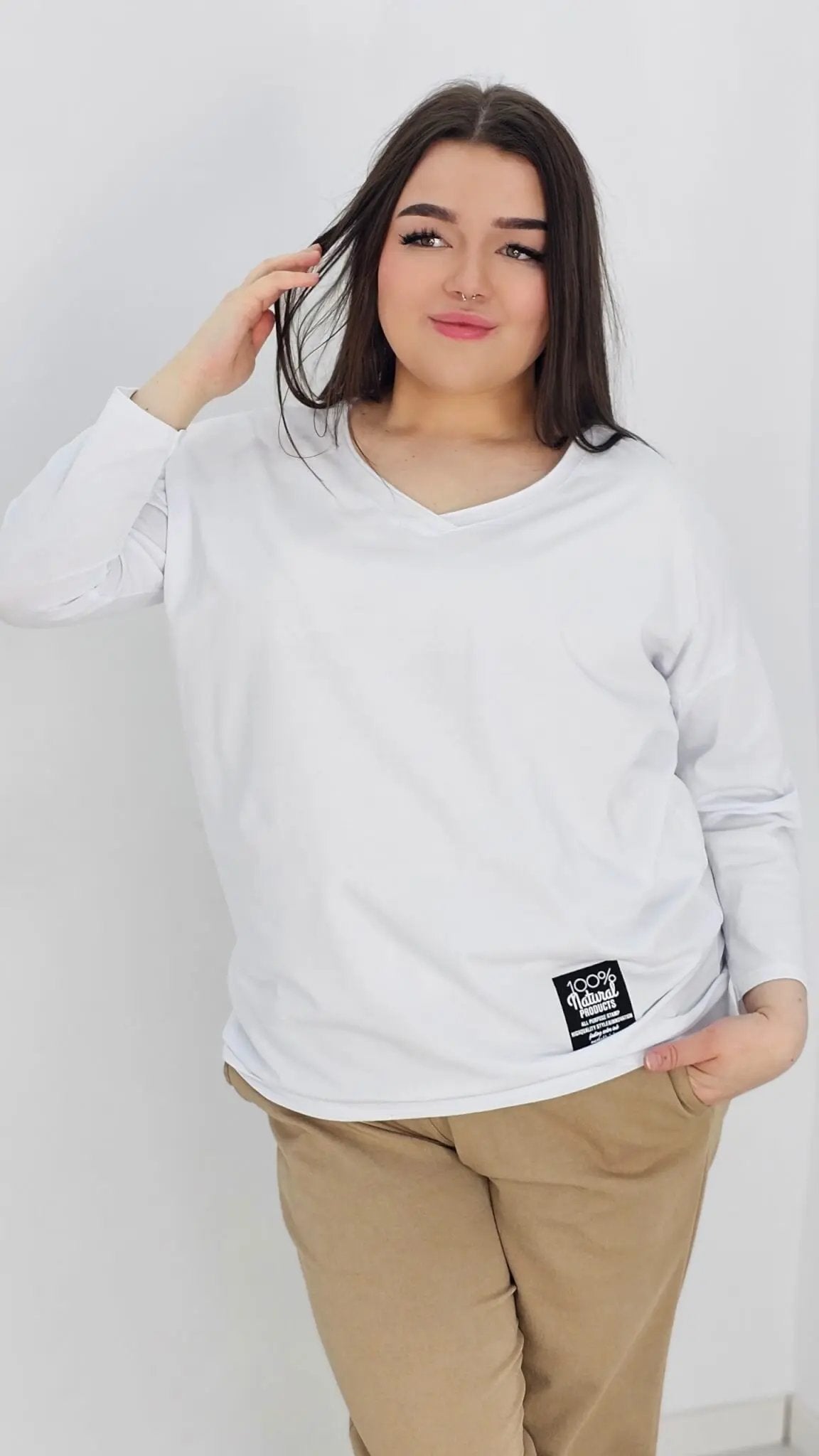 Bluzka bawełniana z dekoltem w serek Stylowa XL