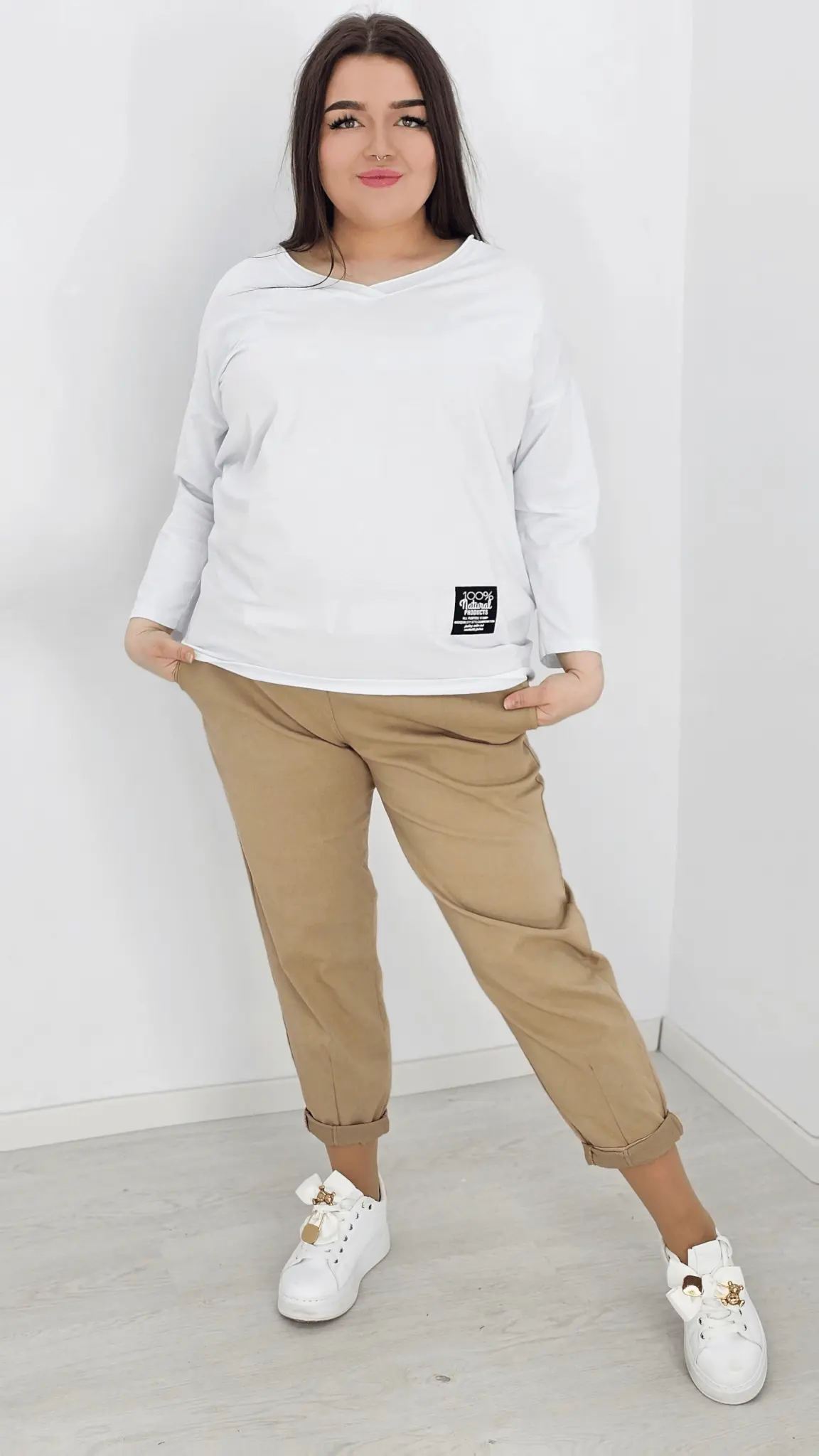 Bluzka bawełniana z dekoltem w serek Stylowa XL