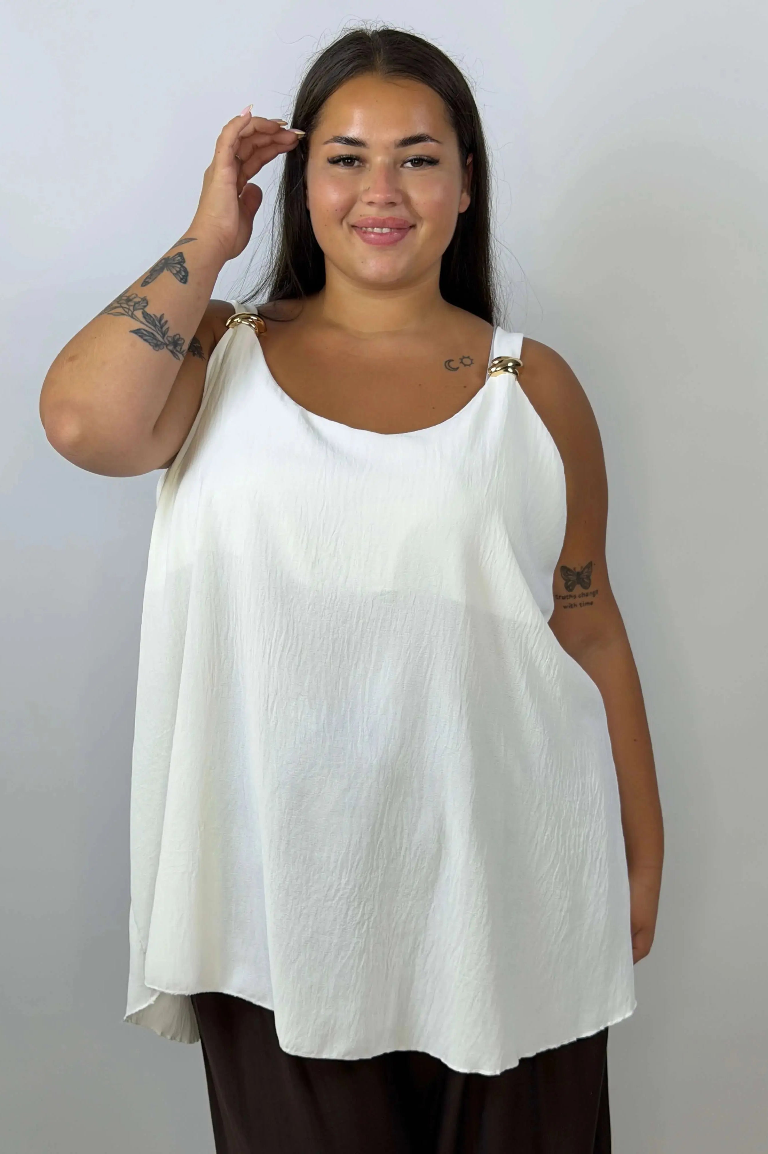 Bluzka damska Plus Size bez rękawów z ozdobnymi detalami Stylowa XL