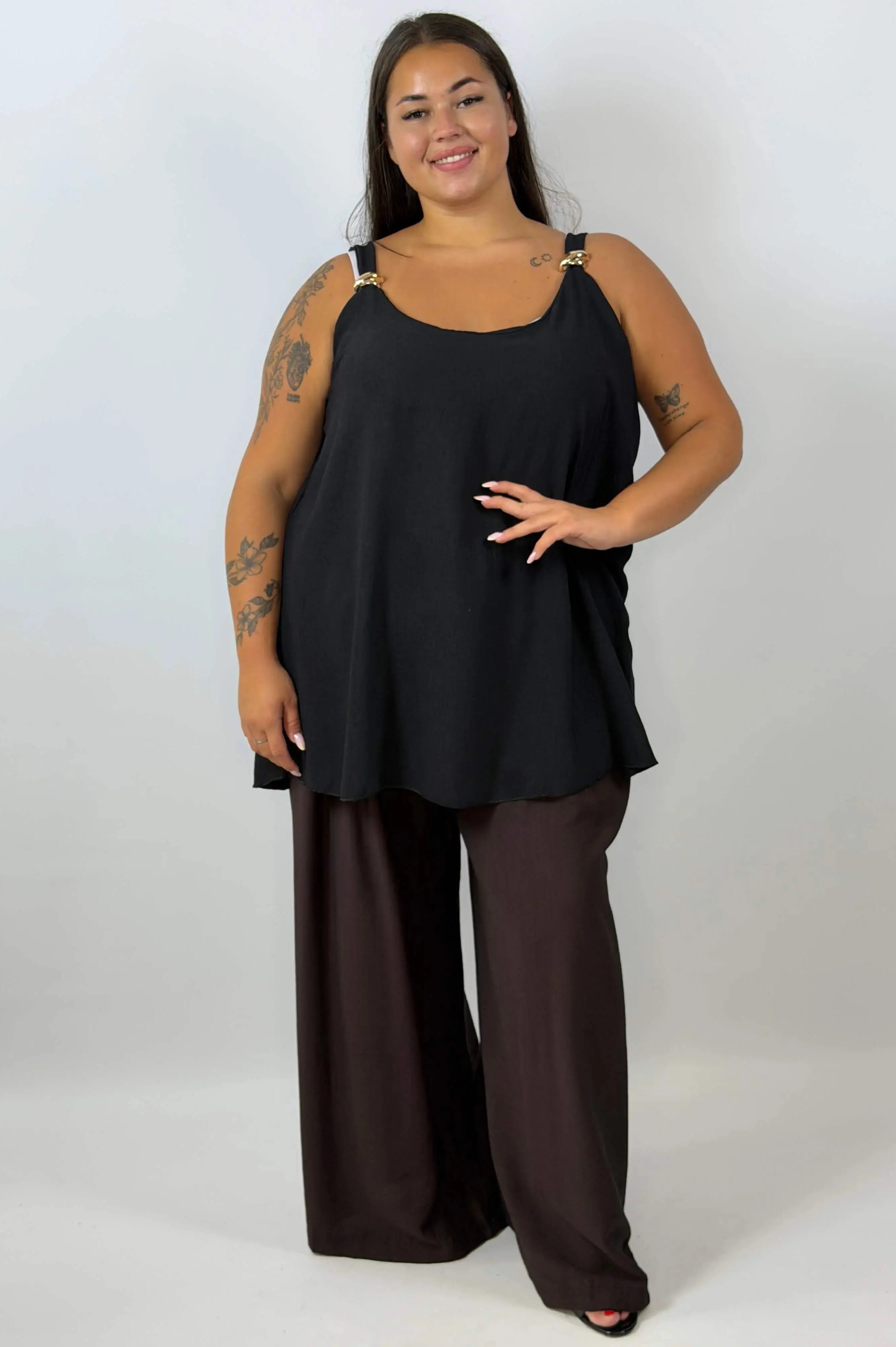 Bluzka damska Plus Size bez rękawów z ozdobnymi detalami Stylowa XL