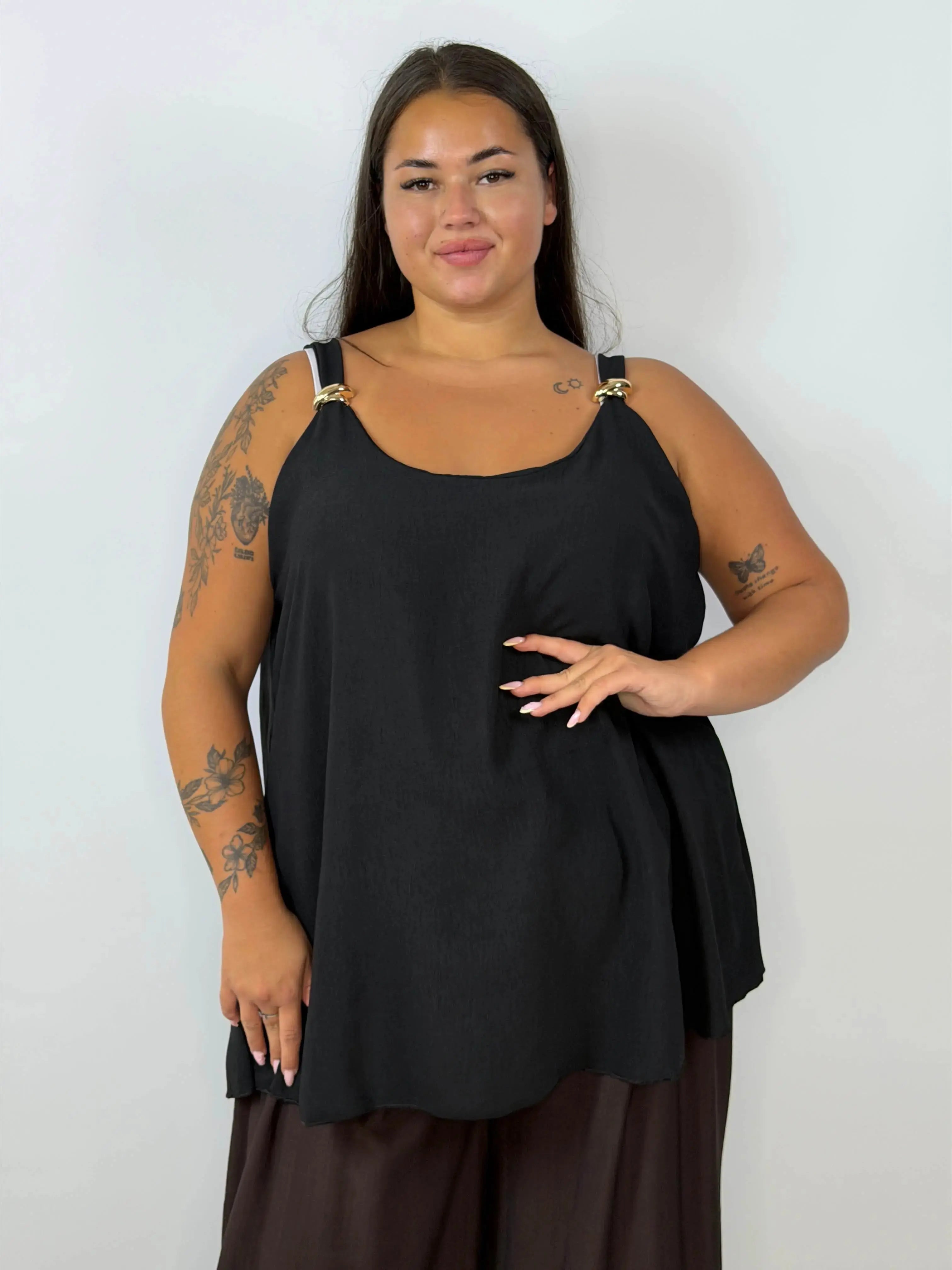 Bluzka damska Plus Size bez rękawów z ozdobnymi detalami Stylowa XL