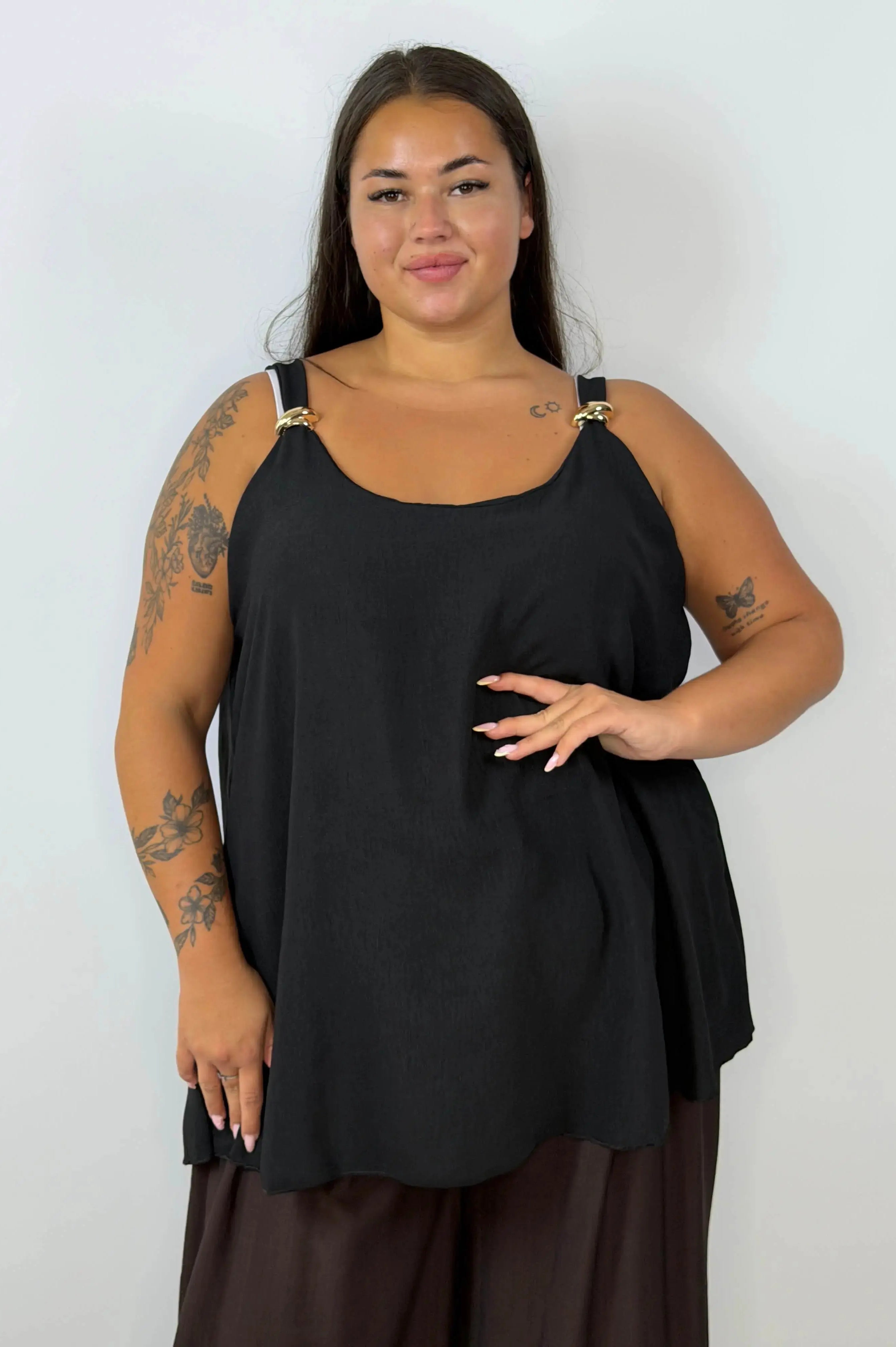 Bluzka damska Plus Size bez rękawów z ozdobnymi detalami Stylowa XL