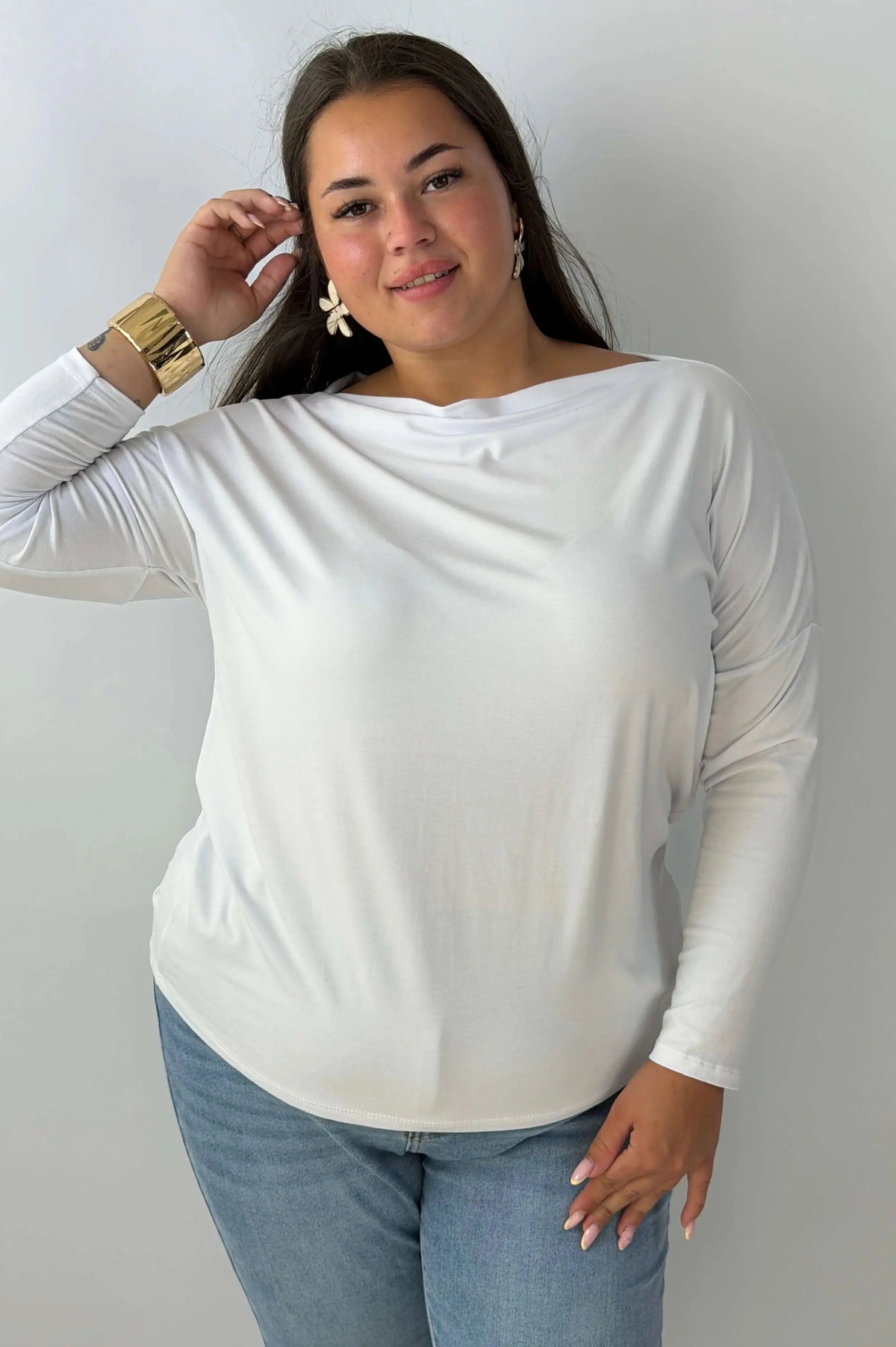 Bluzka damska Plus Size z dekoltem typu łódka – wygodna i elegancka Stylowa XL