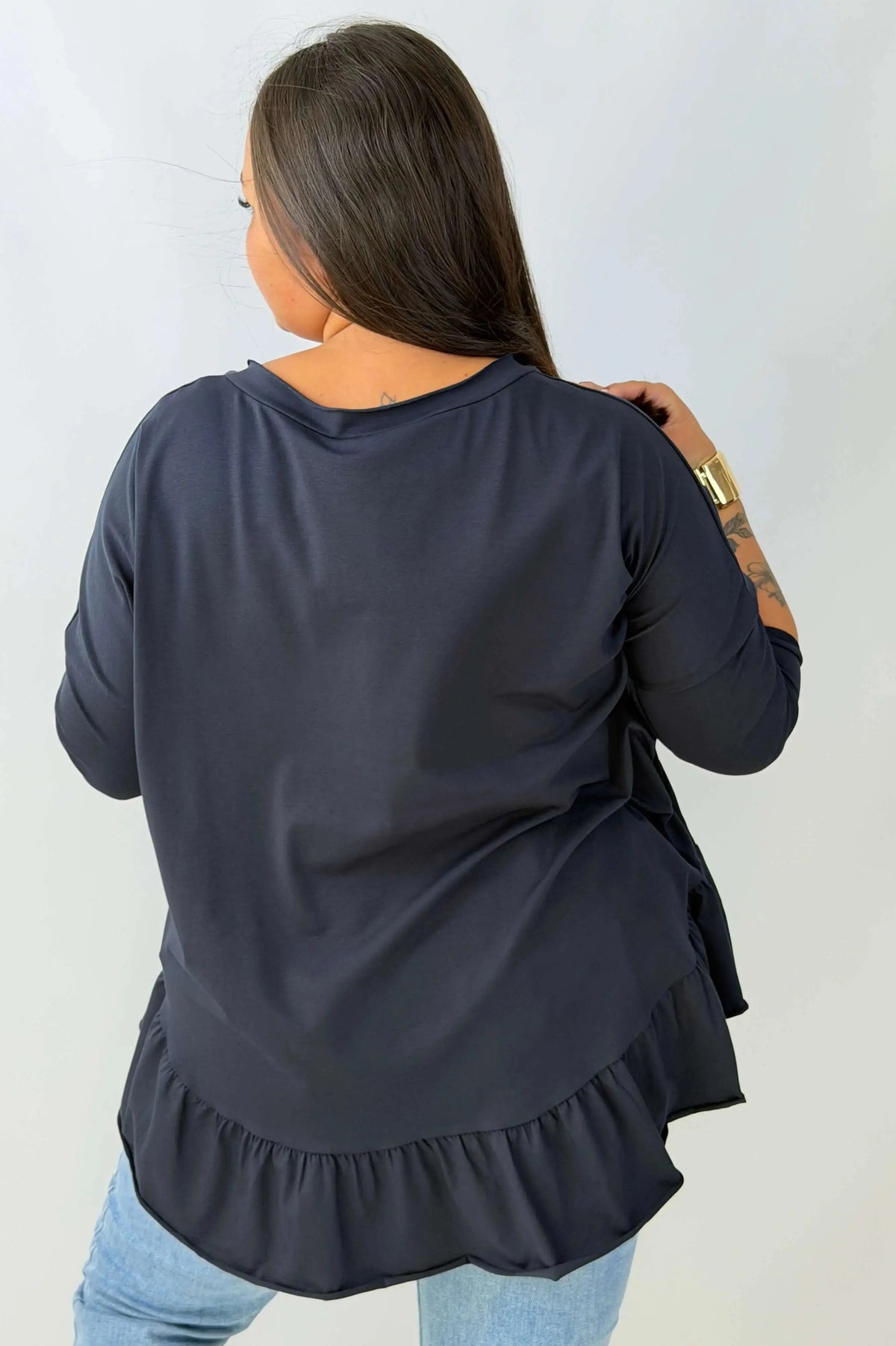 Bluzka damska Plus Size z falbaną przy dole Stylowa XL