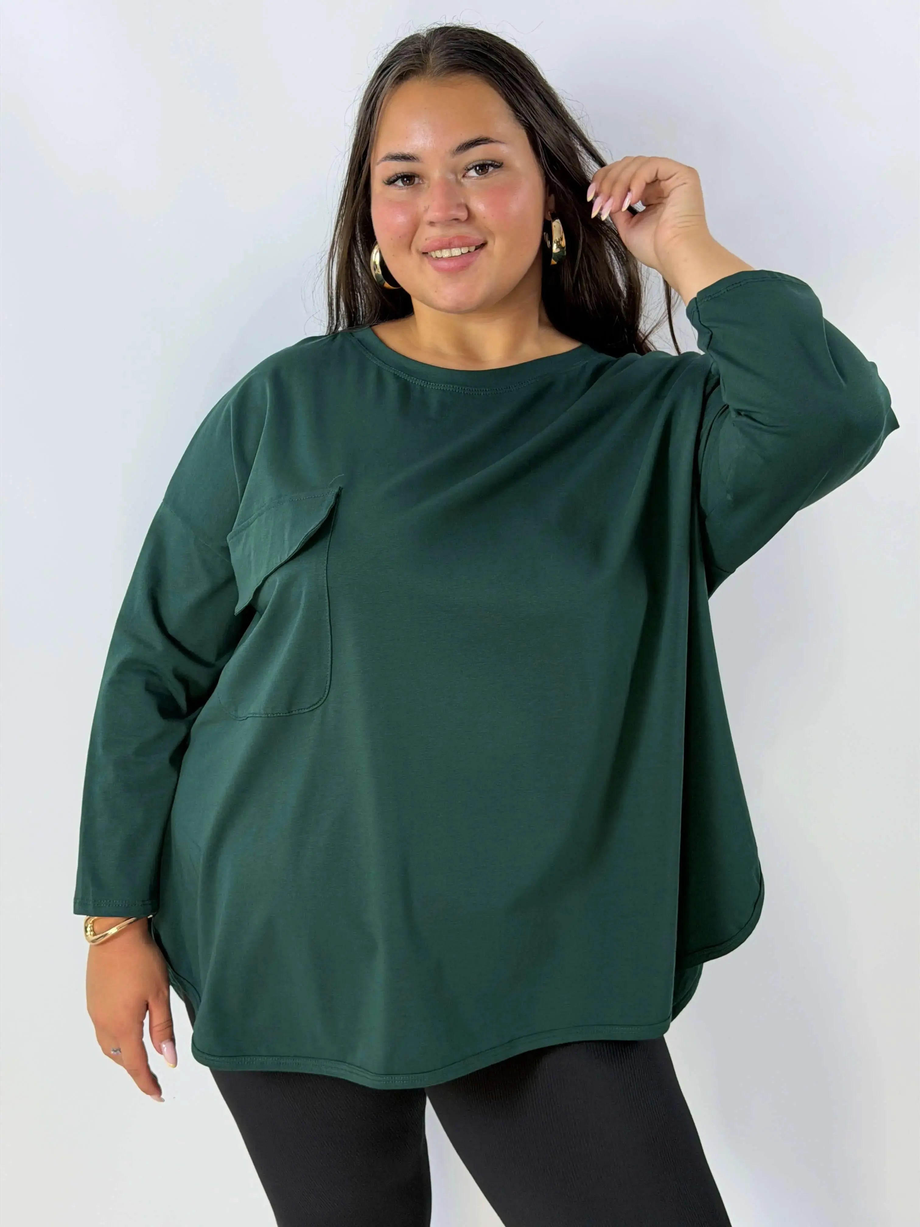 Bluzka damska Plus Size z ozdobną kieszonką – luźny fason na co dzień Stylowa XL