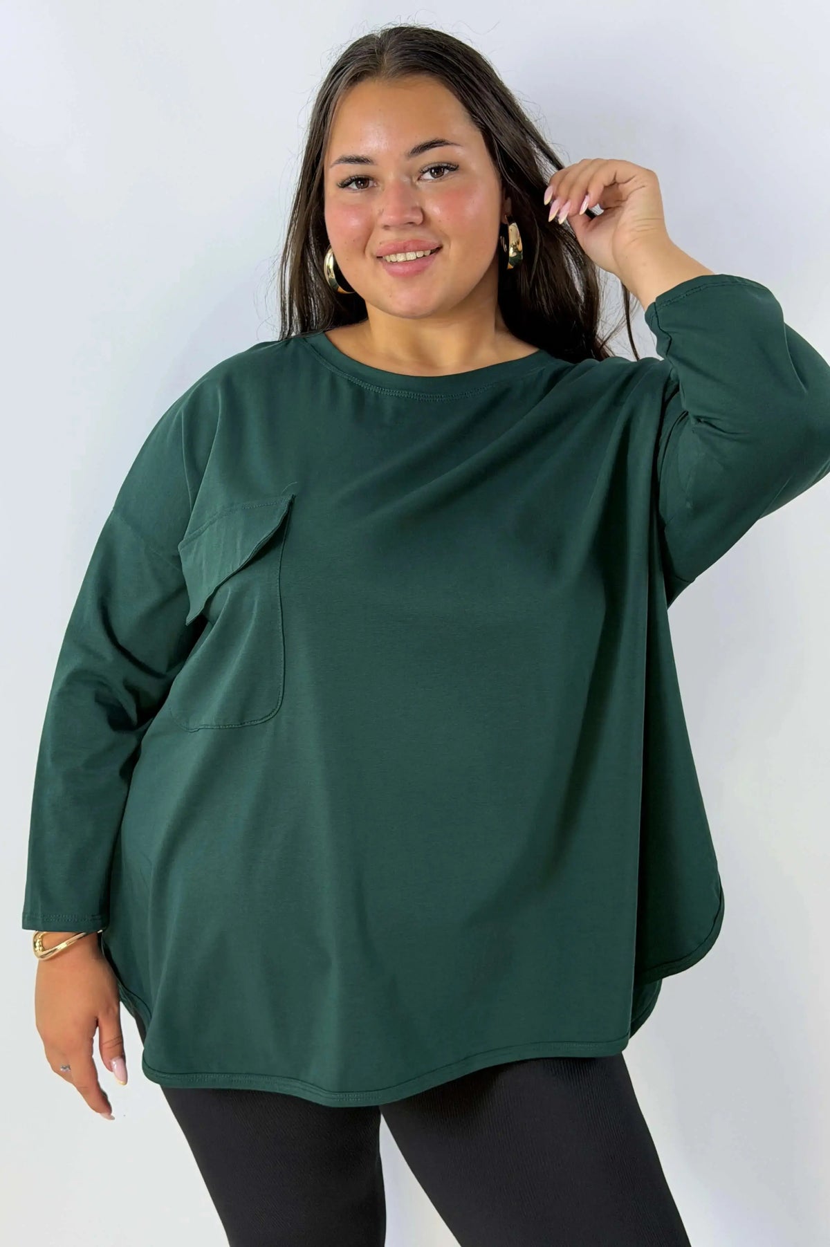 Bluzka damska Plus Size z ozdobną kieszonką – luźny fason na co dzień Stylowa XL