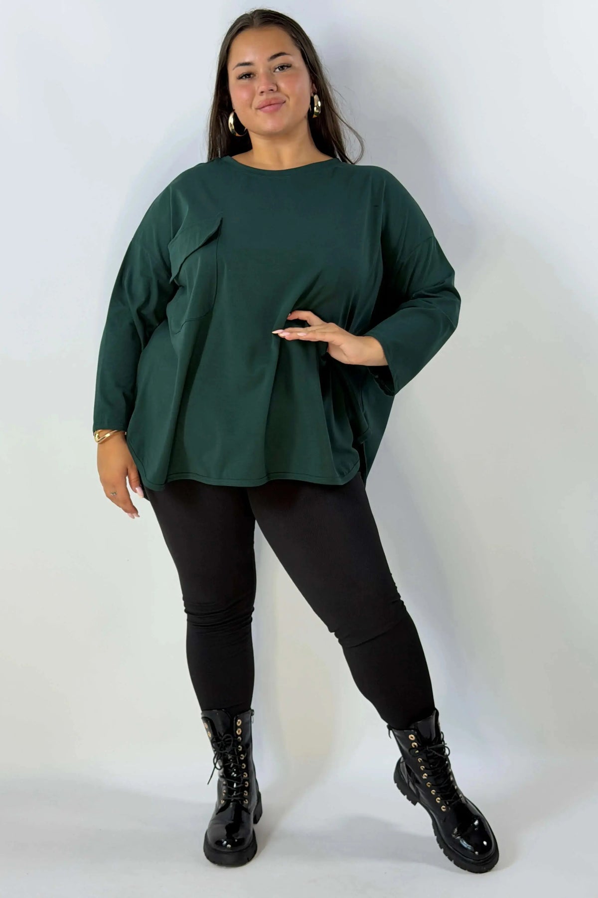 Bluzka damska Plus Size z ozdobną kieszonką – luźny fason na co dzień Stylowa XL