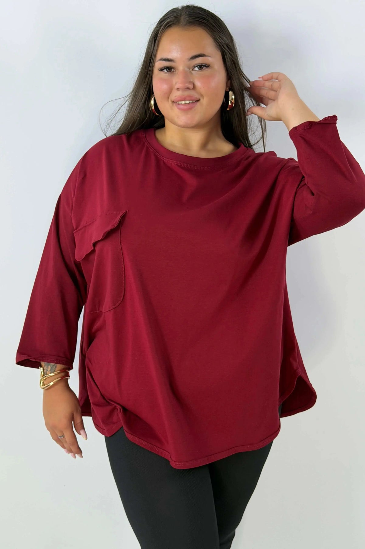 Bluzka damska Plus Size z ozdobną kieszonką – luźny fason na co dzień Stylowa XL