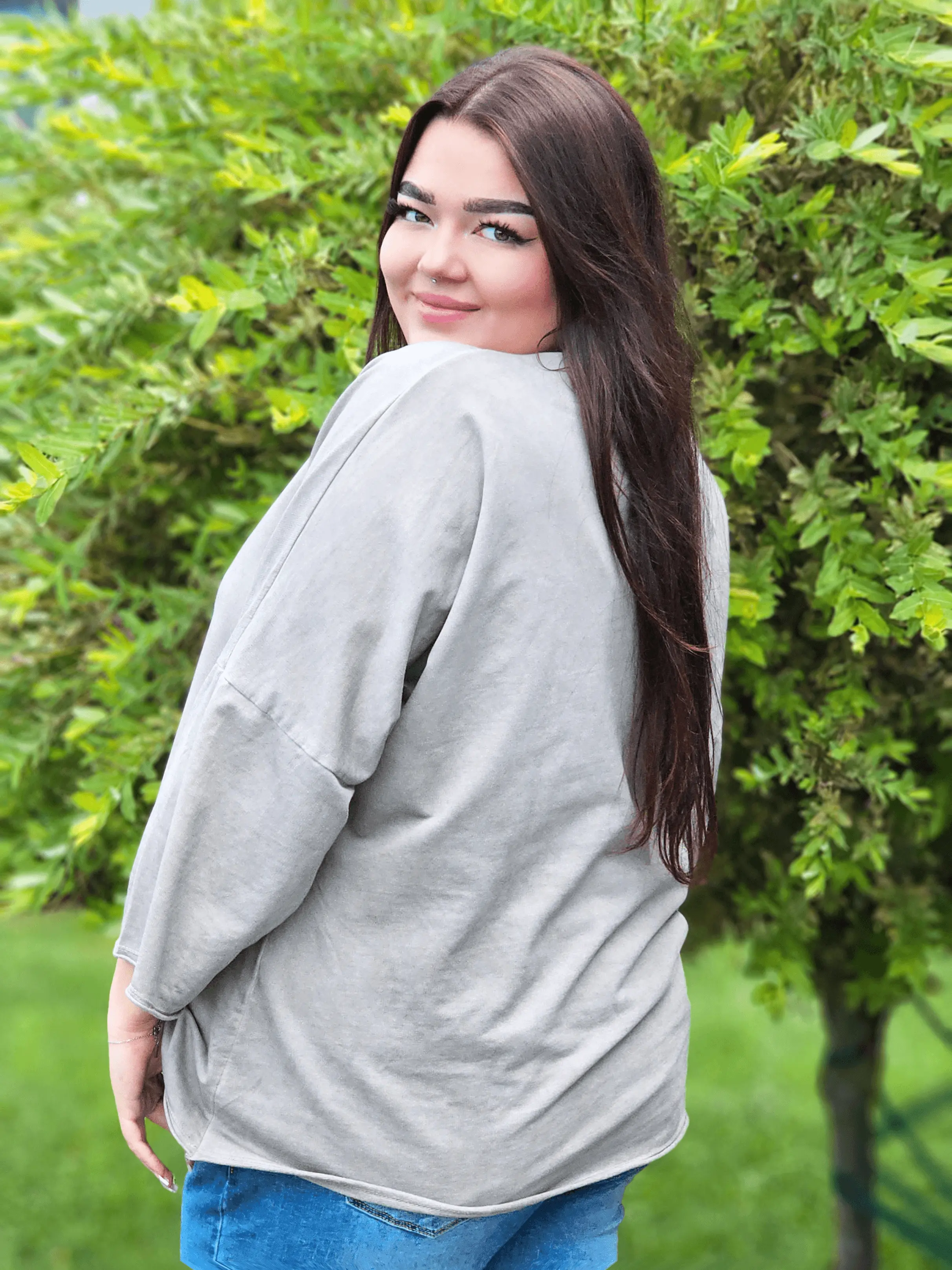 Bluzka dekatyzowana z długim rękawem Stylowa XL