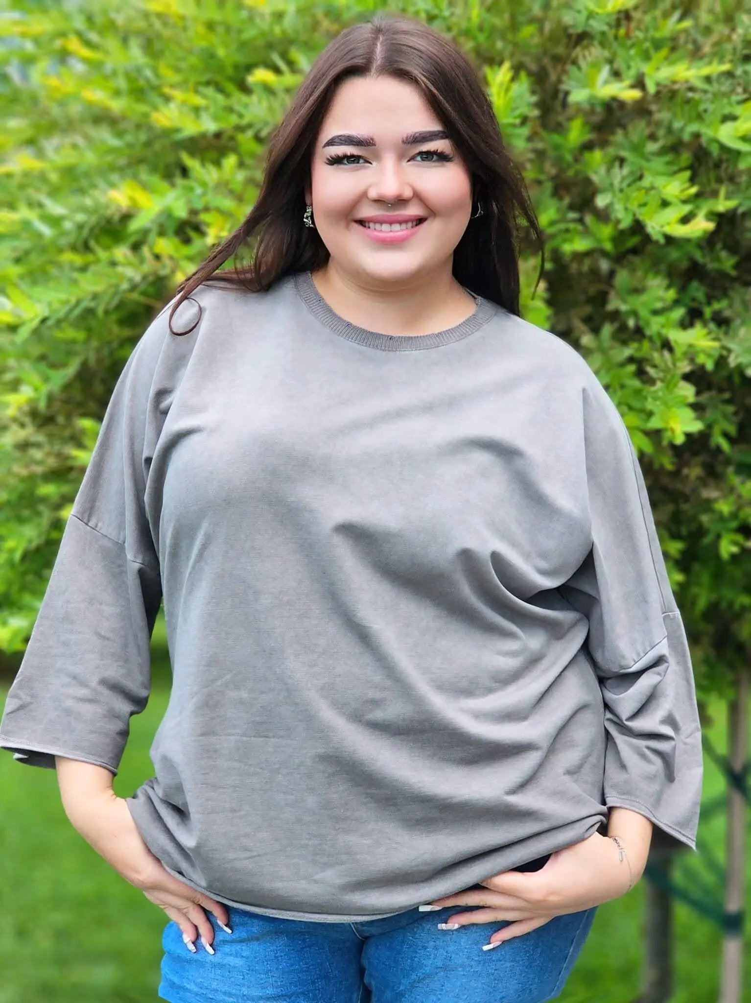 Bluzka dekatyzowana z długim rękawem Stylowa XL