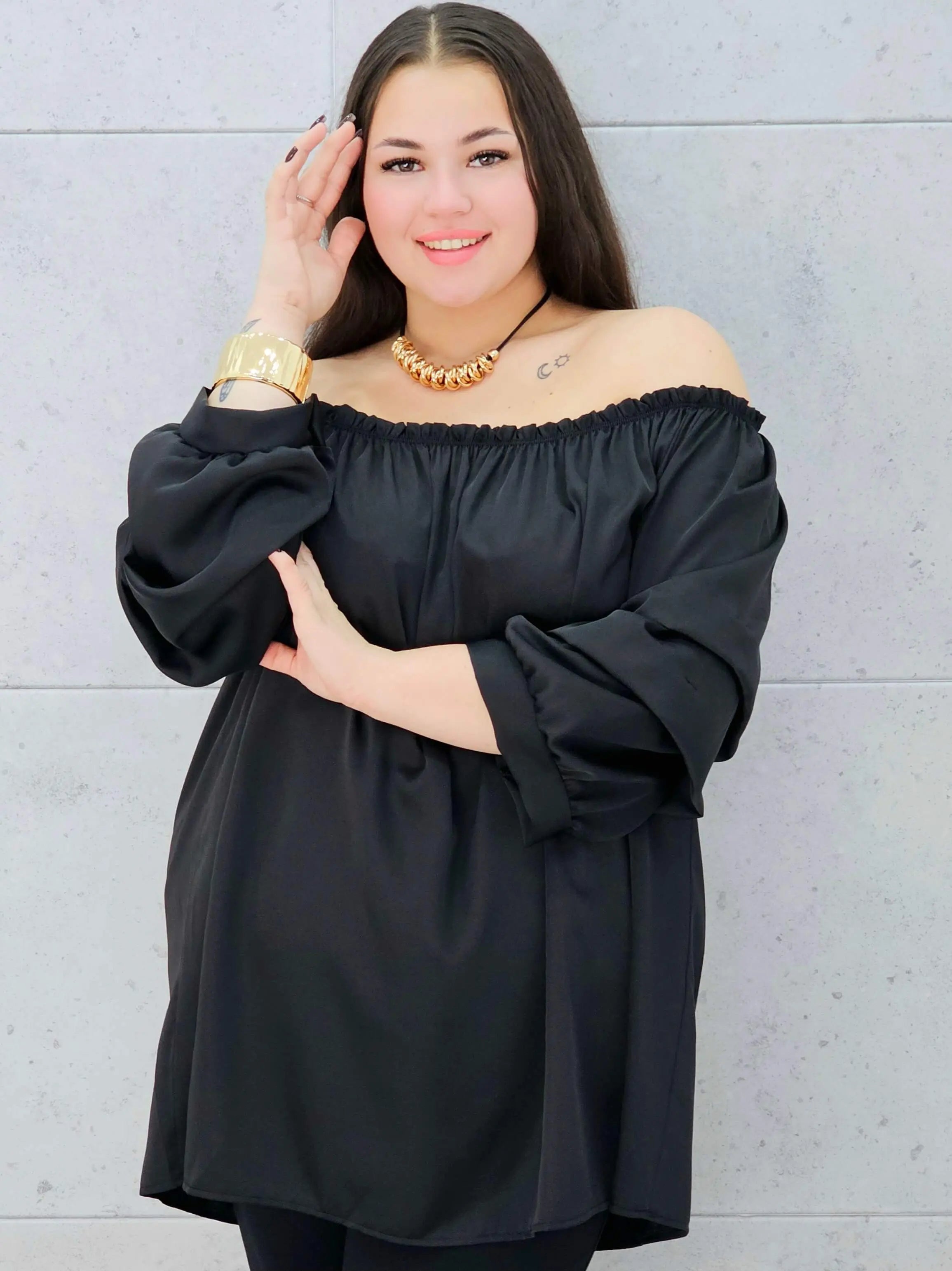 czarna bluzka hiszpanka XXL – długa