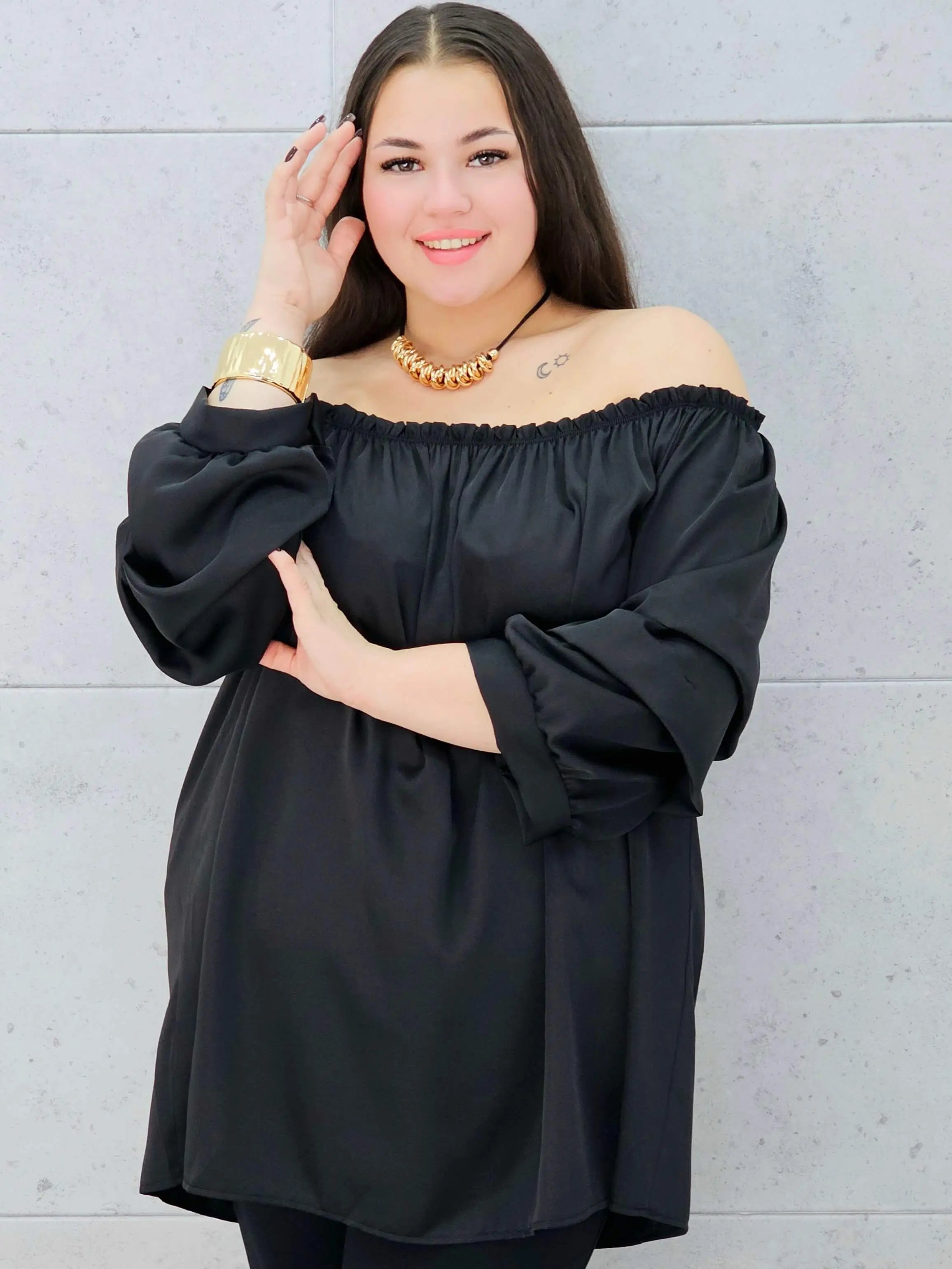 czarna bluzka hiszpanka XXL – długa