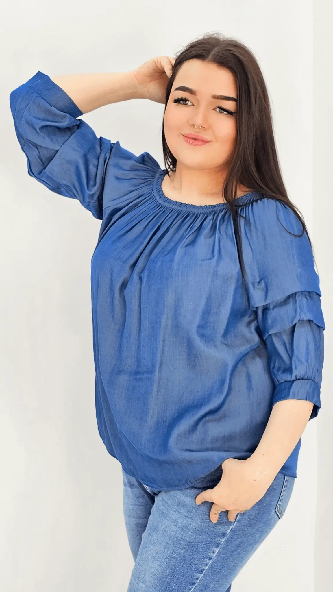 Bluzka jeansowa hiszpanka Stylowa XL