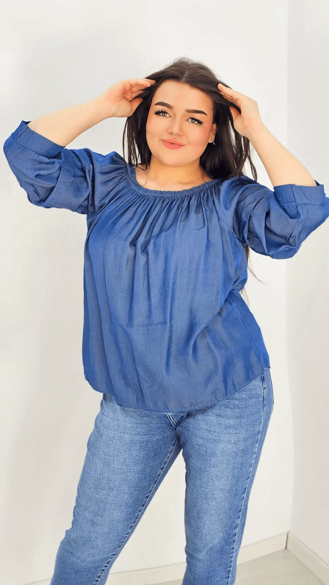 Bluzka jeansowa hiszpanka Stylowa XL