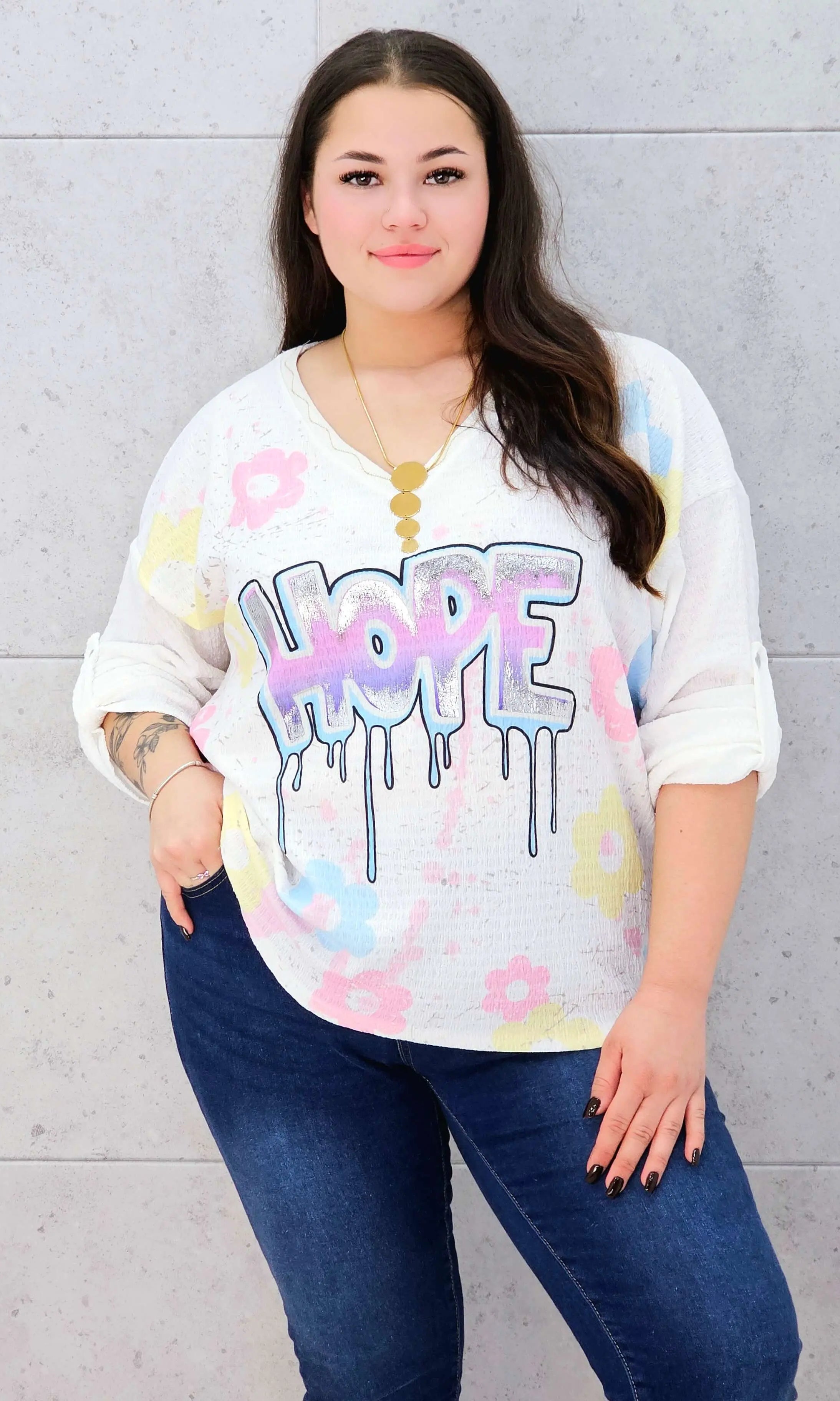 Bluzka muślinowa z aplikacją na przodzie Stylowa XL