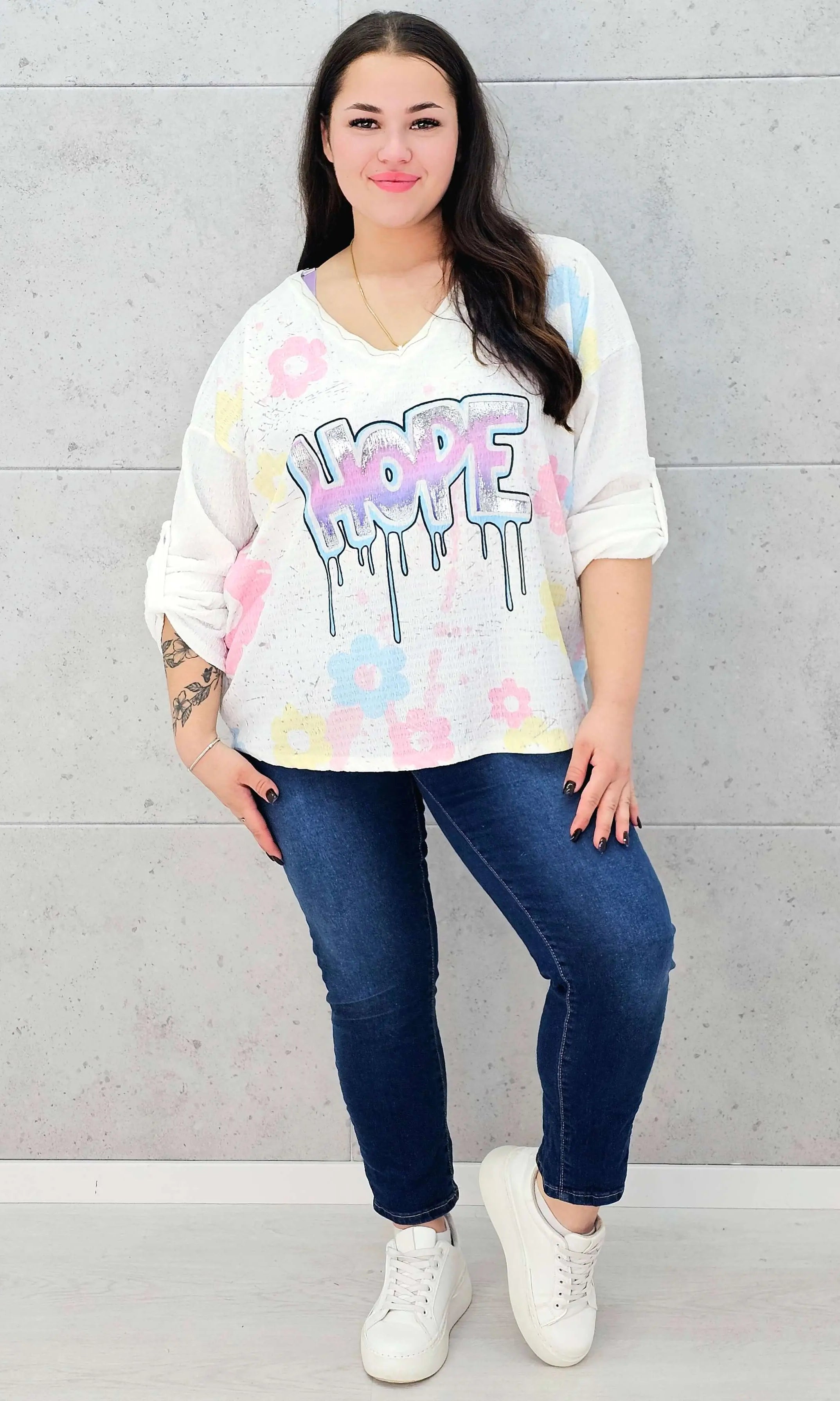 Bluzka muślinowa z aplikacją na przodzie Stylowa XL