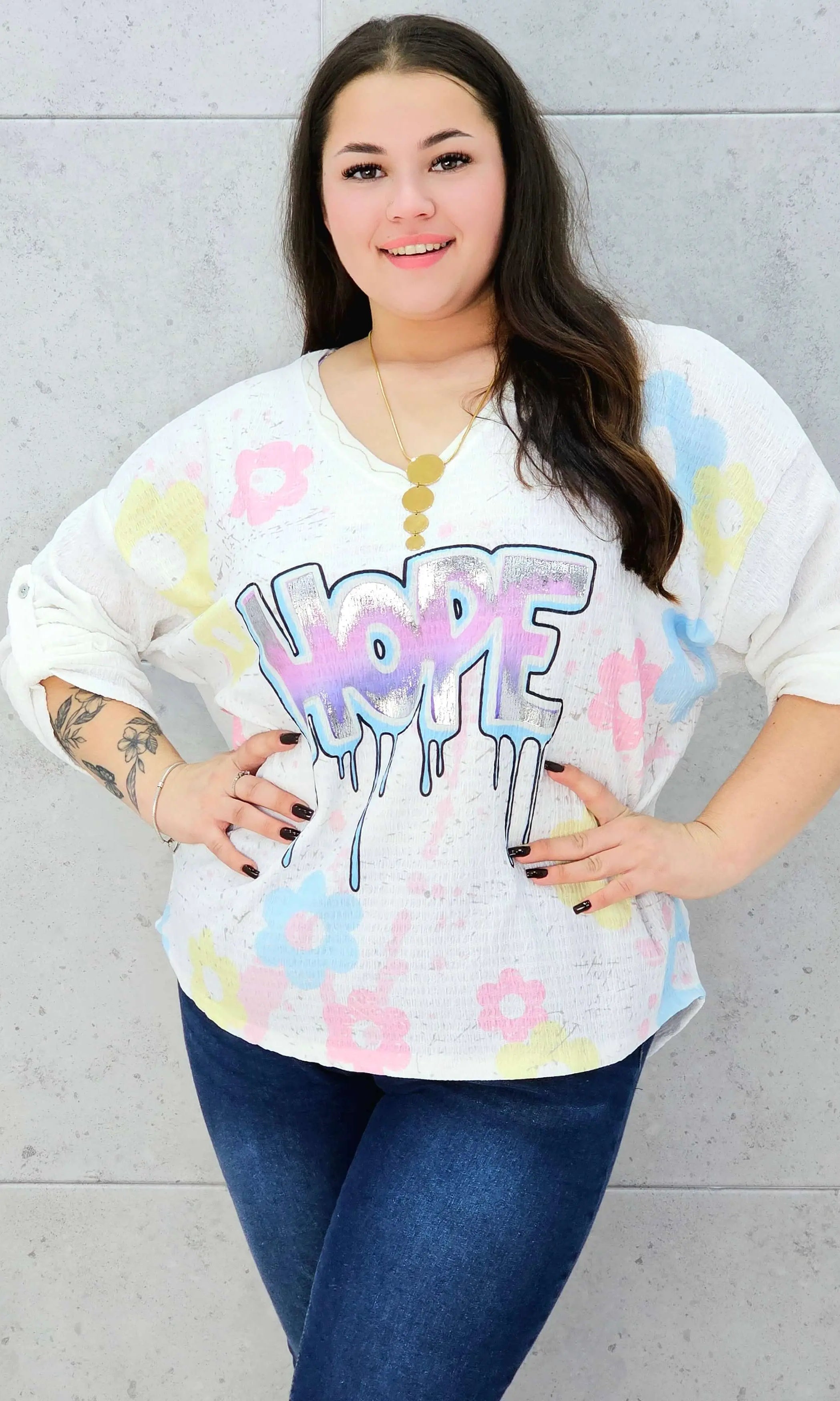 Bluzka muślinowa z aplikacją na przodzie Stylowa XL