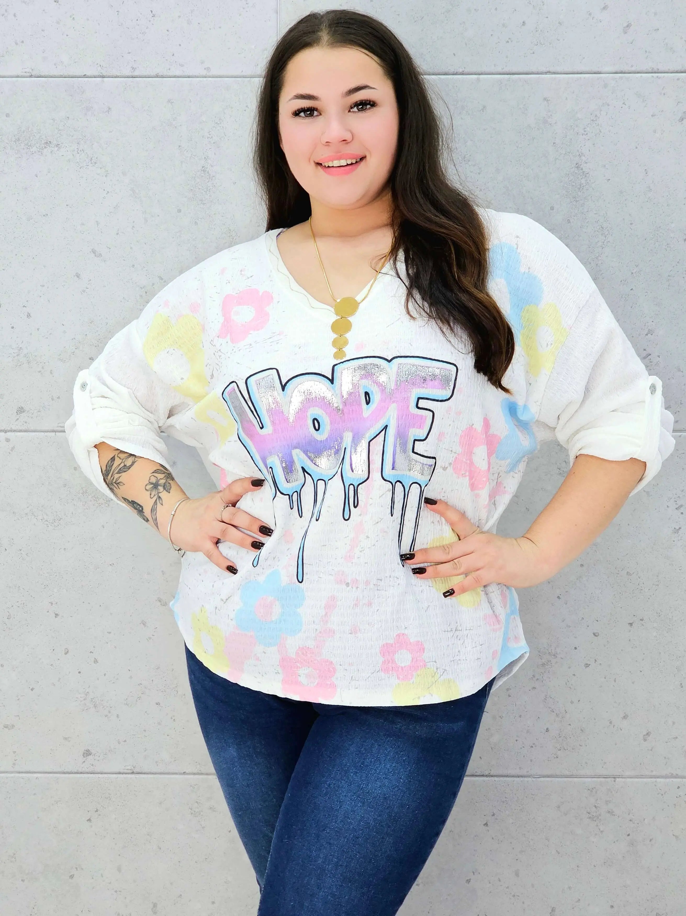 Bluzka muślinowa z aplikacją na przodzie Stylowa XL