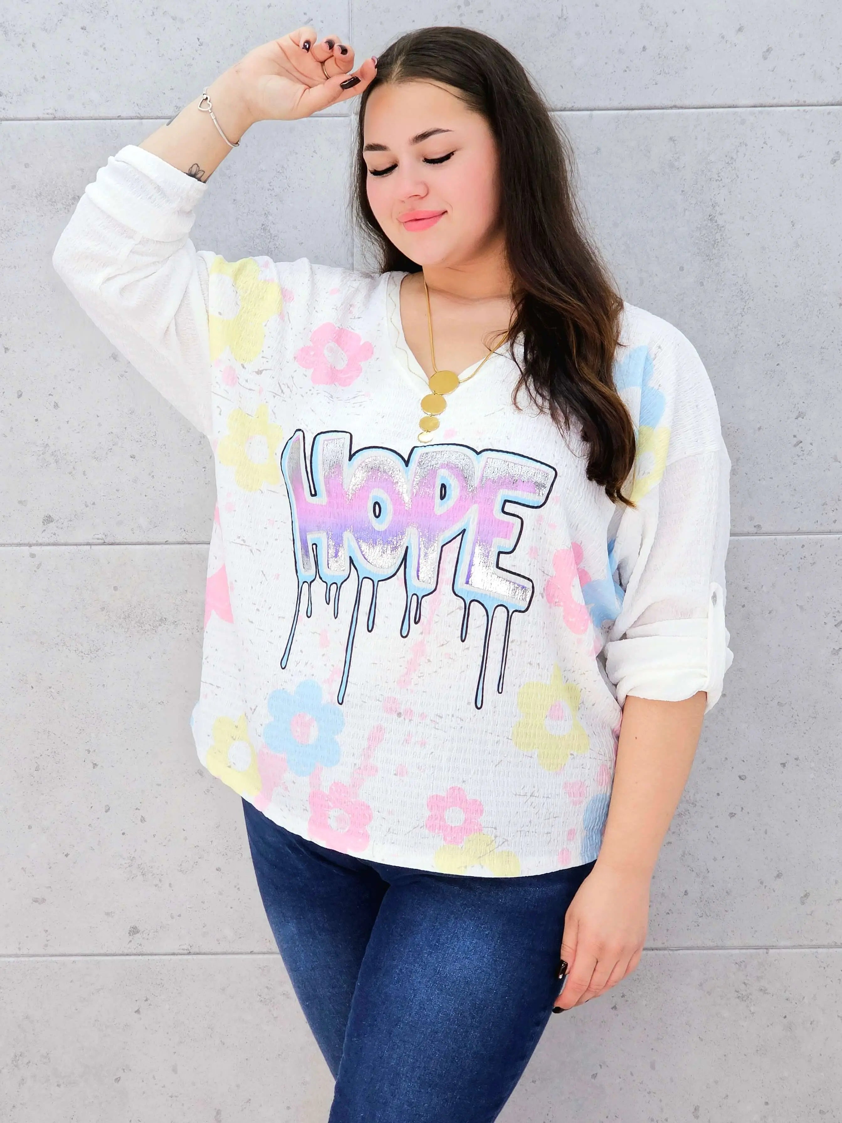 Bluzka muślinowa z aplikacją na przodzie Stylowa XL