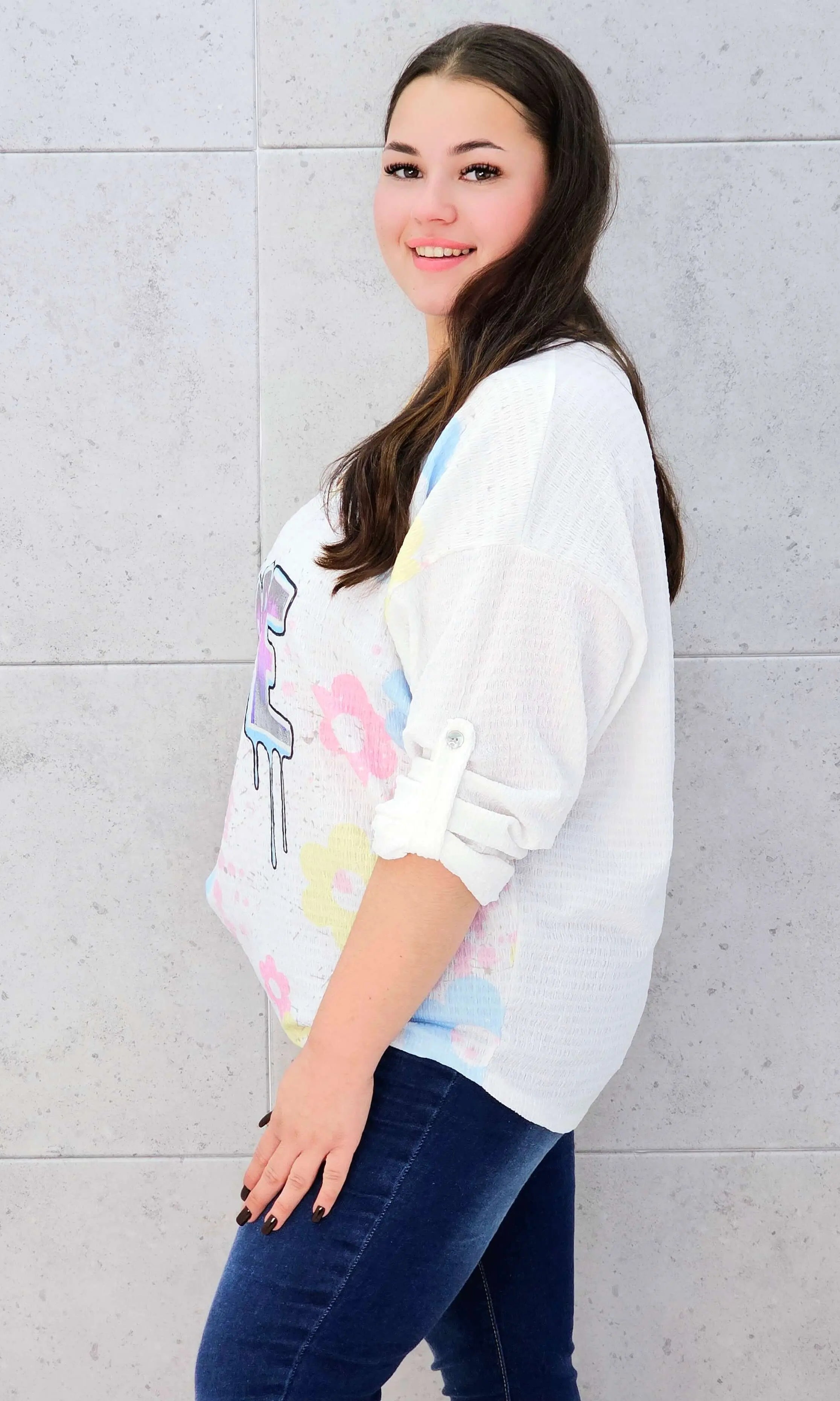 Bluzka muślinowa z aplikacją na przodzie Stylowa XL