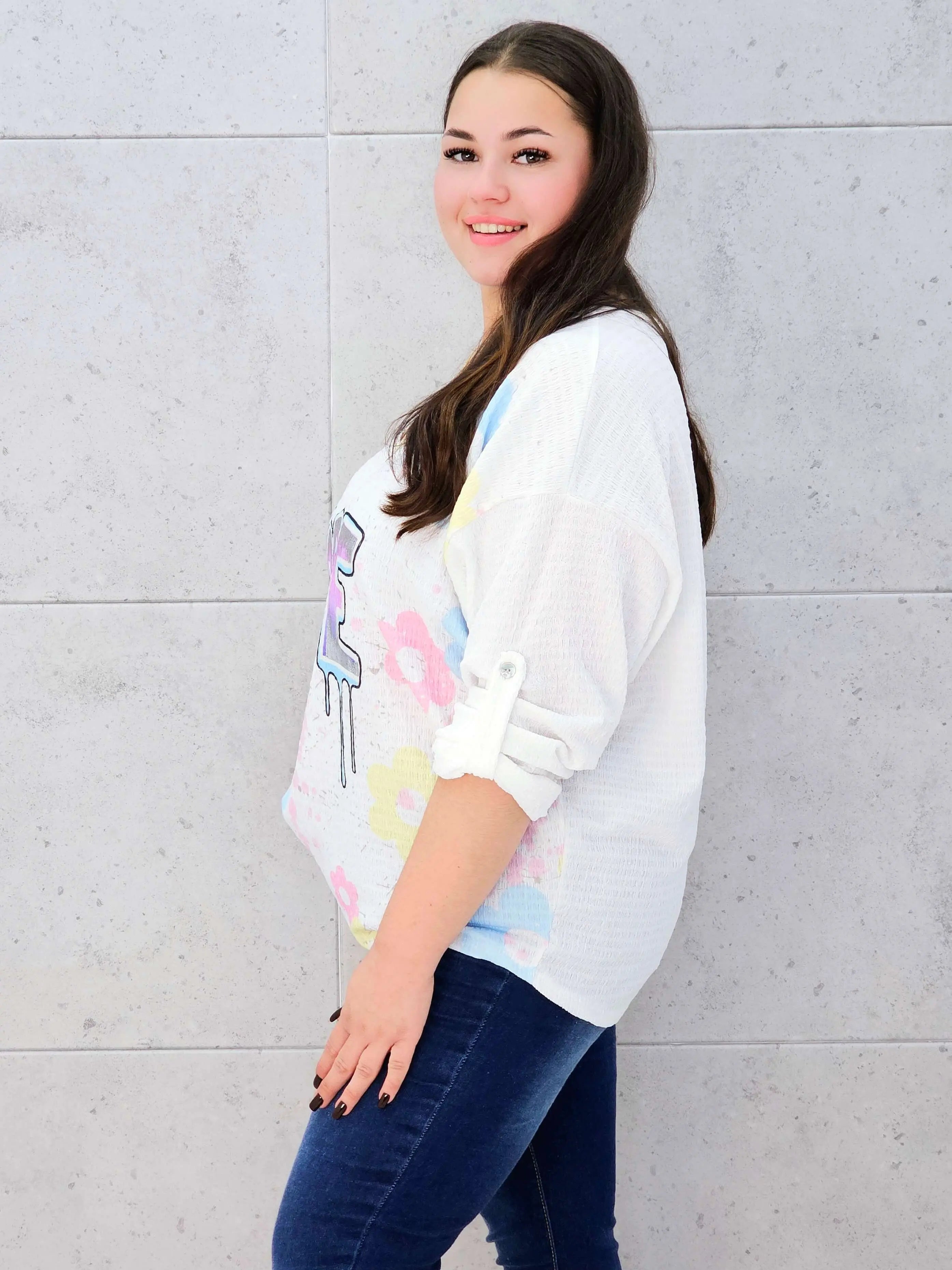 Bluzka muślinowa z aplikacją na przodzie Stylowa XL