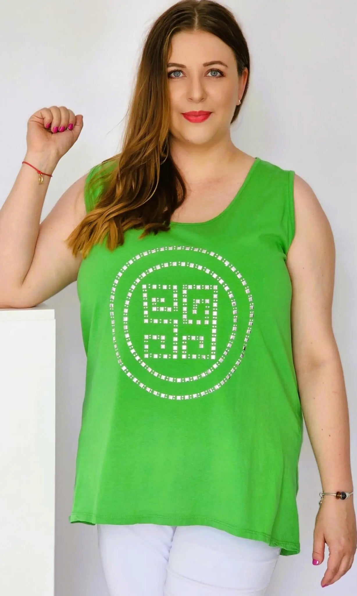 Bluzka na ramiączkach z aplikacja Stylowa XL