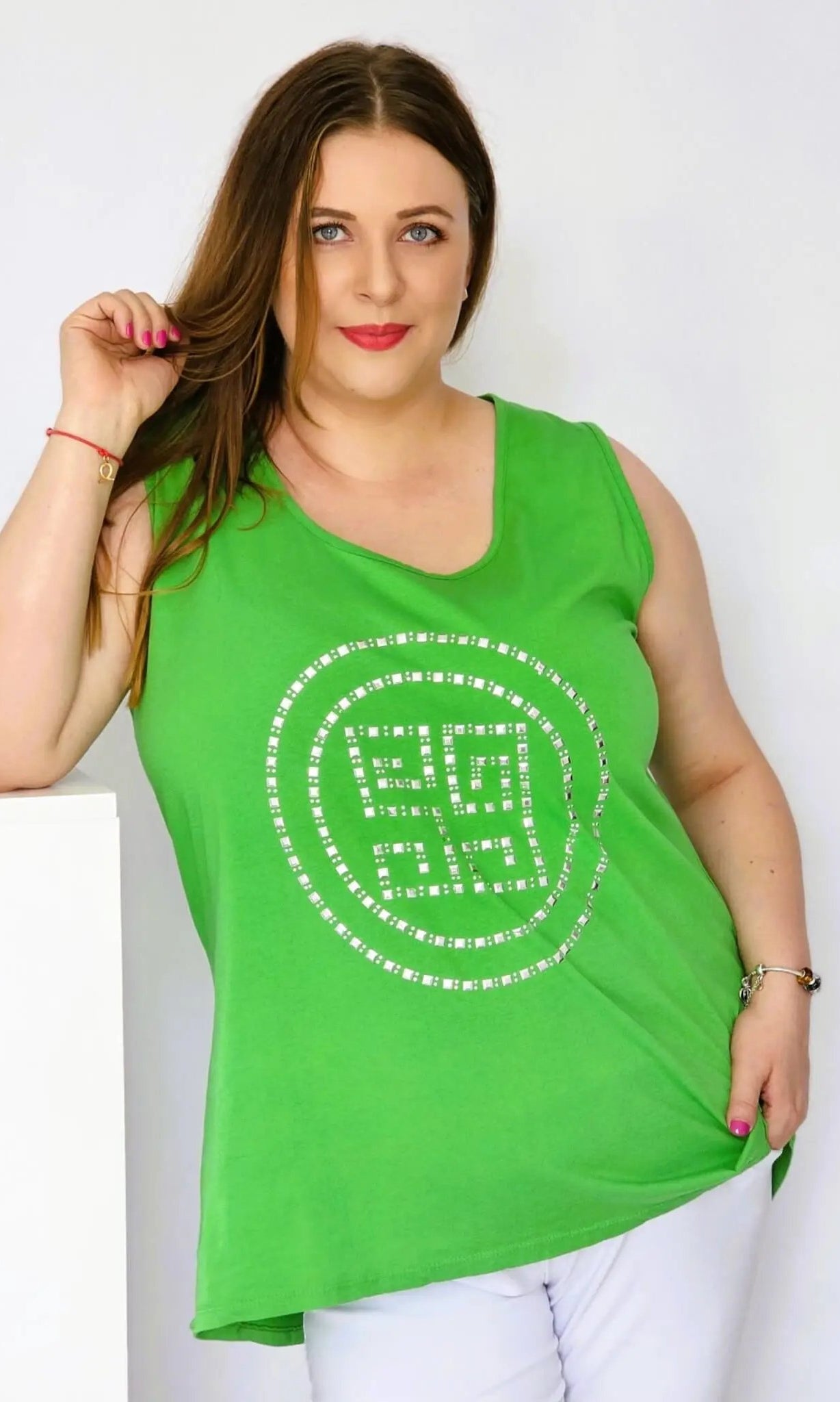 Bluzka na ramiączkach z aplikacja Stylowa XL