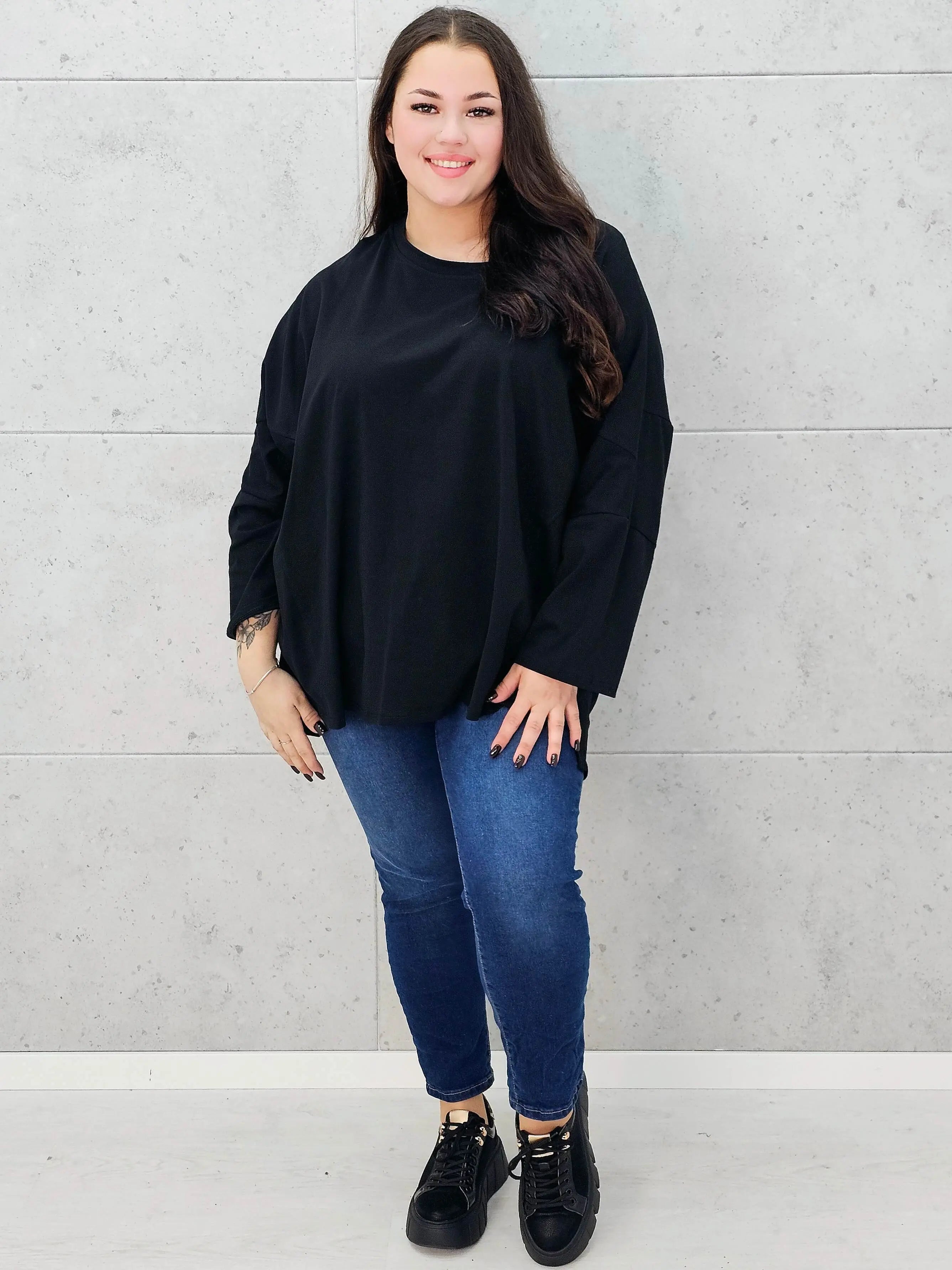 czarna bluzka basic oversize –całość