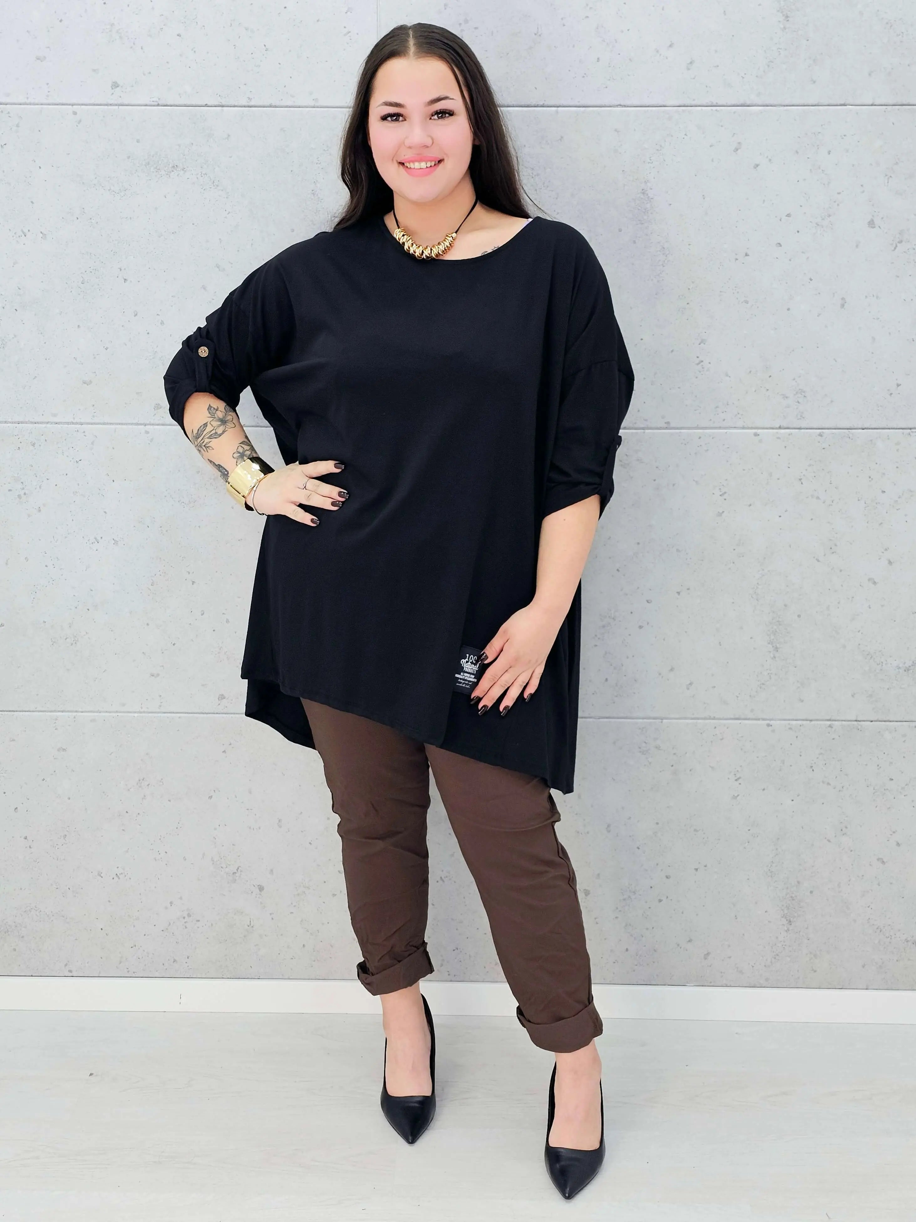 bluzka oversize czarna plus size Stylowa XL – w całości