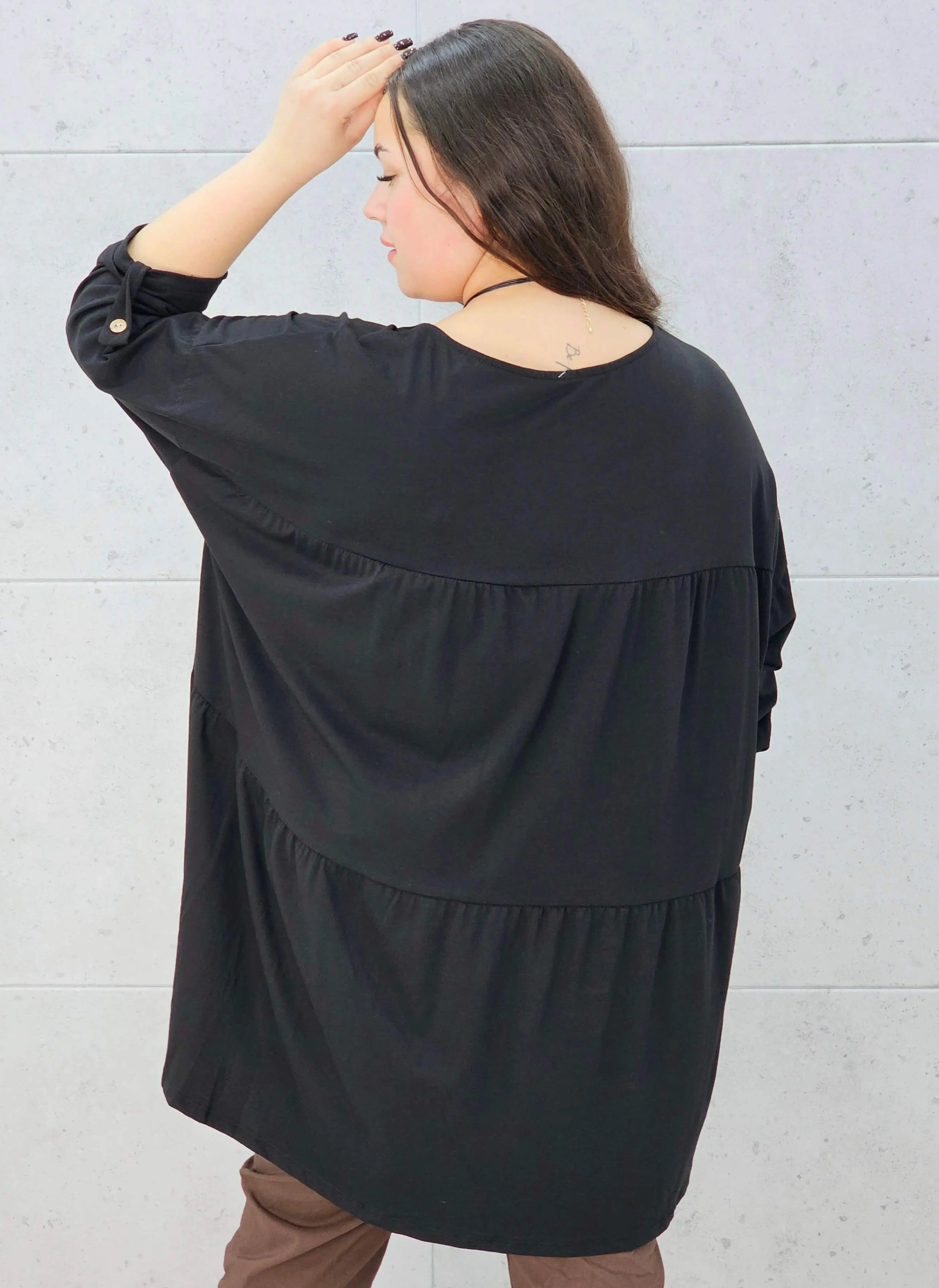 bluzka oversize czarna plus size Stylowa XL – tył
