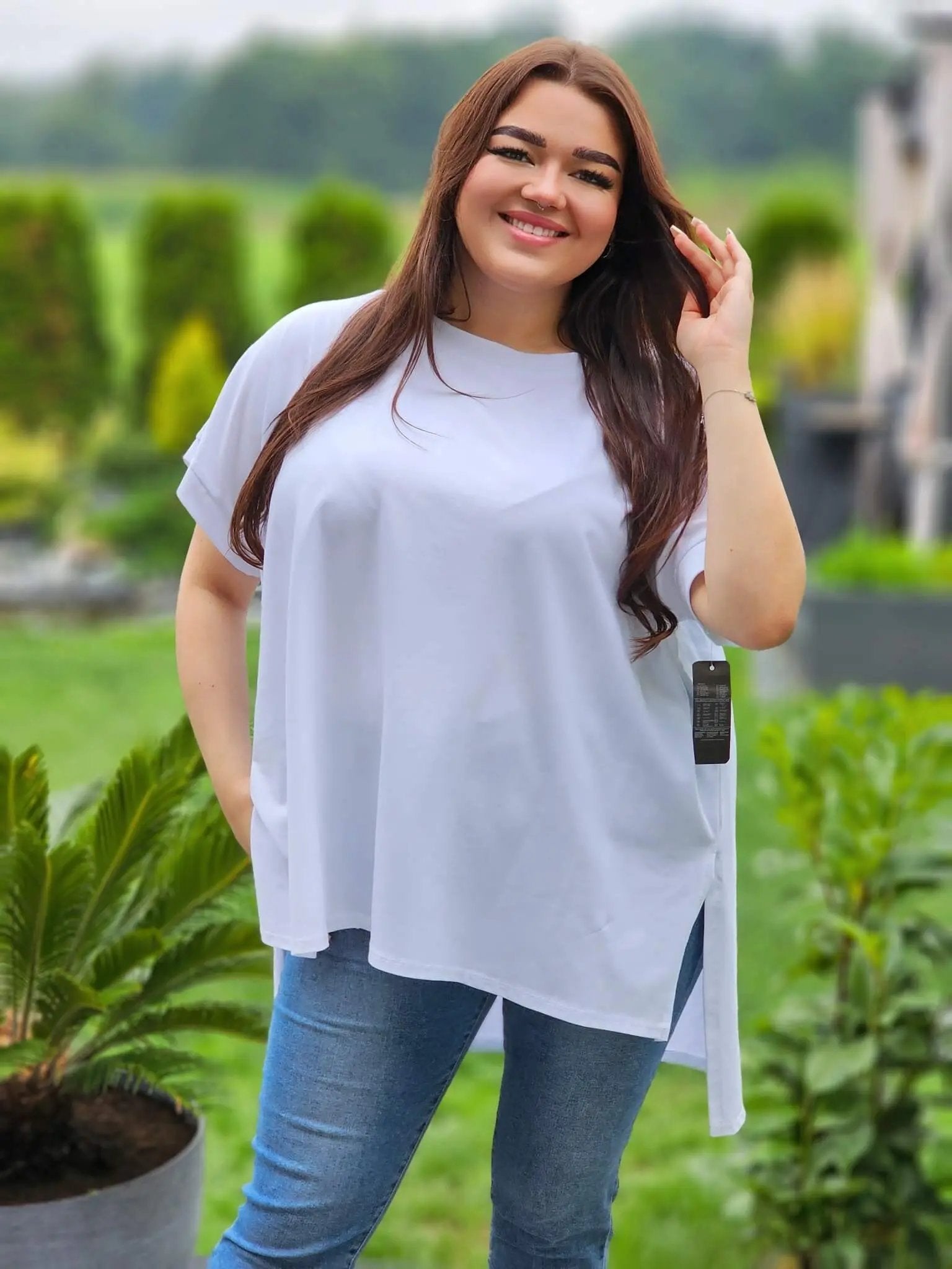 Bluzka oversize z krótkim rękawem Stylowa XL