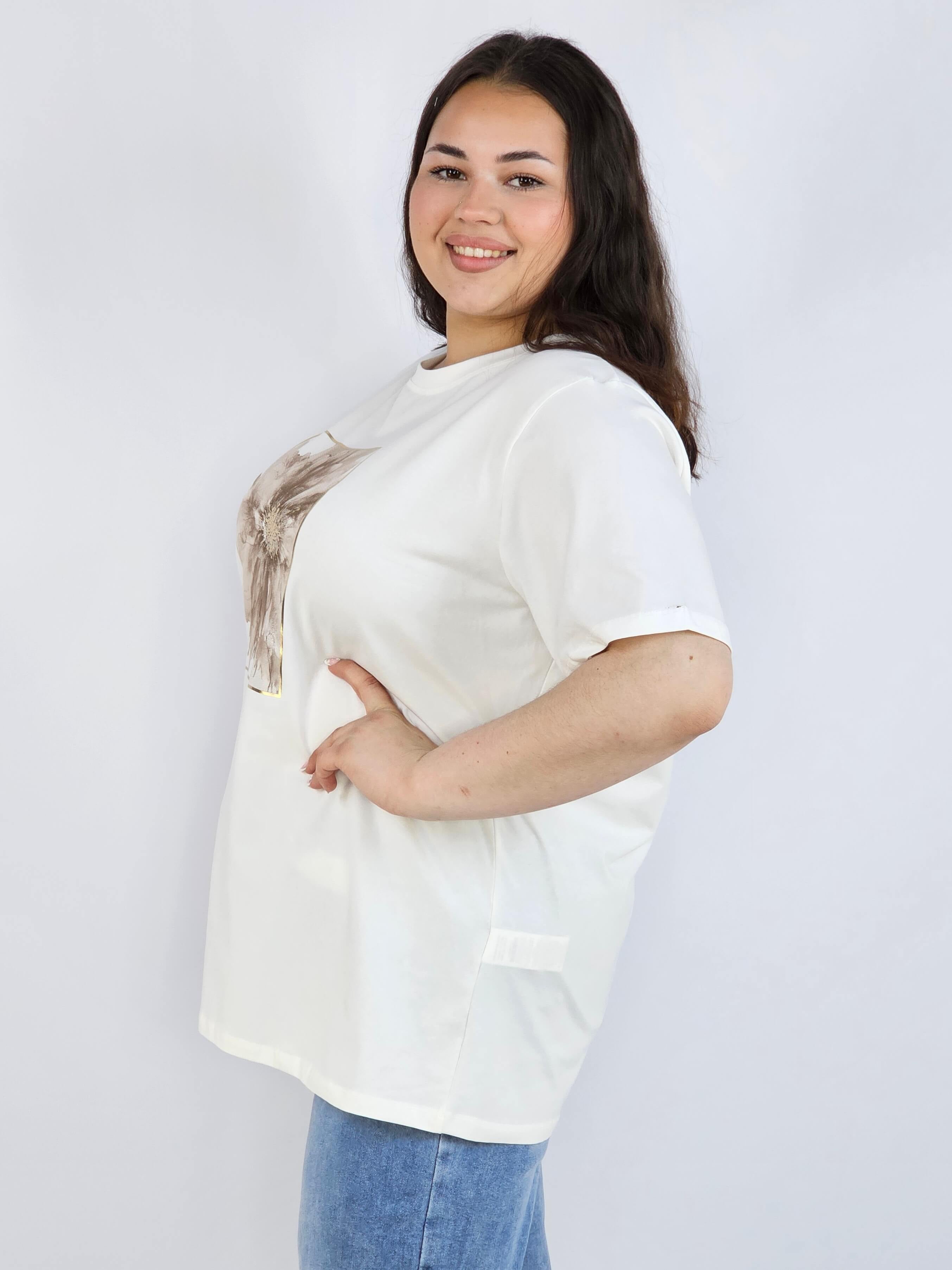 Bluzka plus size XXL z eleganckim nadrukiem – klasyka i styl Stylowa XL