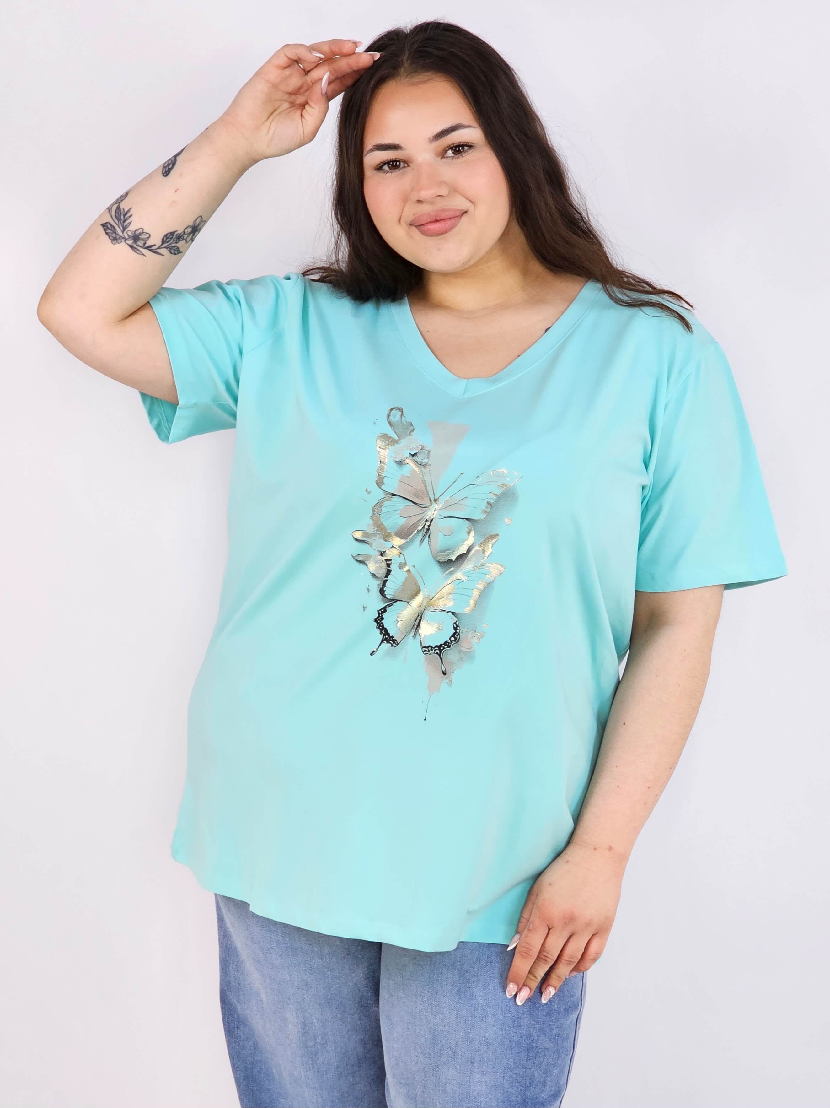 Bluzka plus size XXL z motywem motyli – kobieca i stylowa na co dzień Stylowa XL