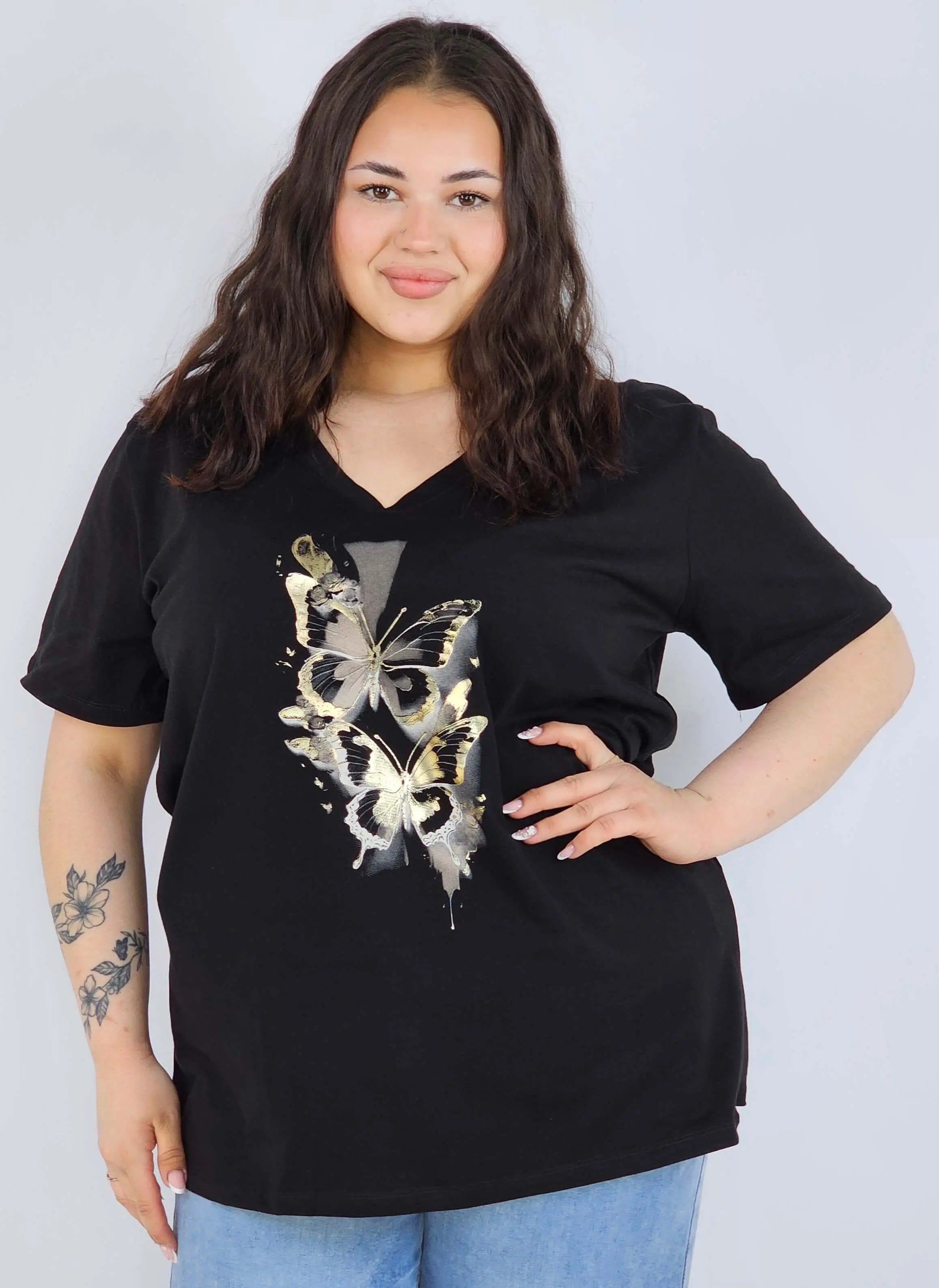 Bluzka plus size XXL z motywem motyli – kobieca i stylowa na co dzień Stylowa XL