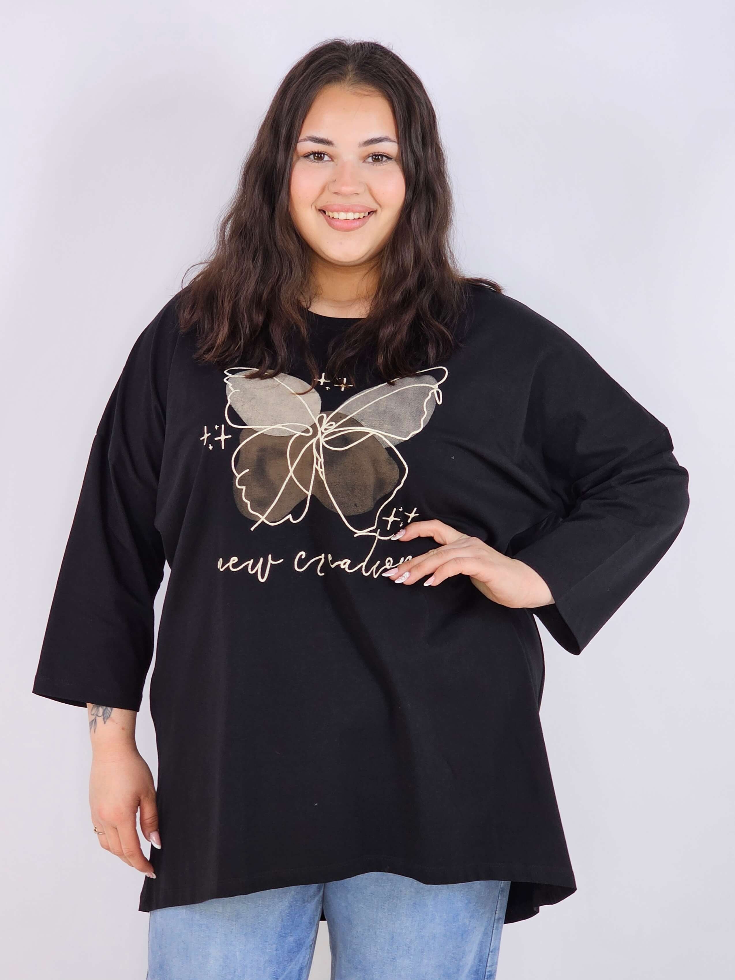 Bluzka plus size XXL z nadrukiem – luźna i stylowa Stylowa XL