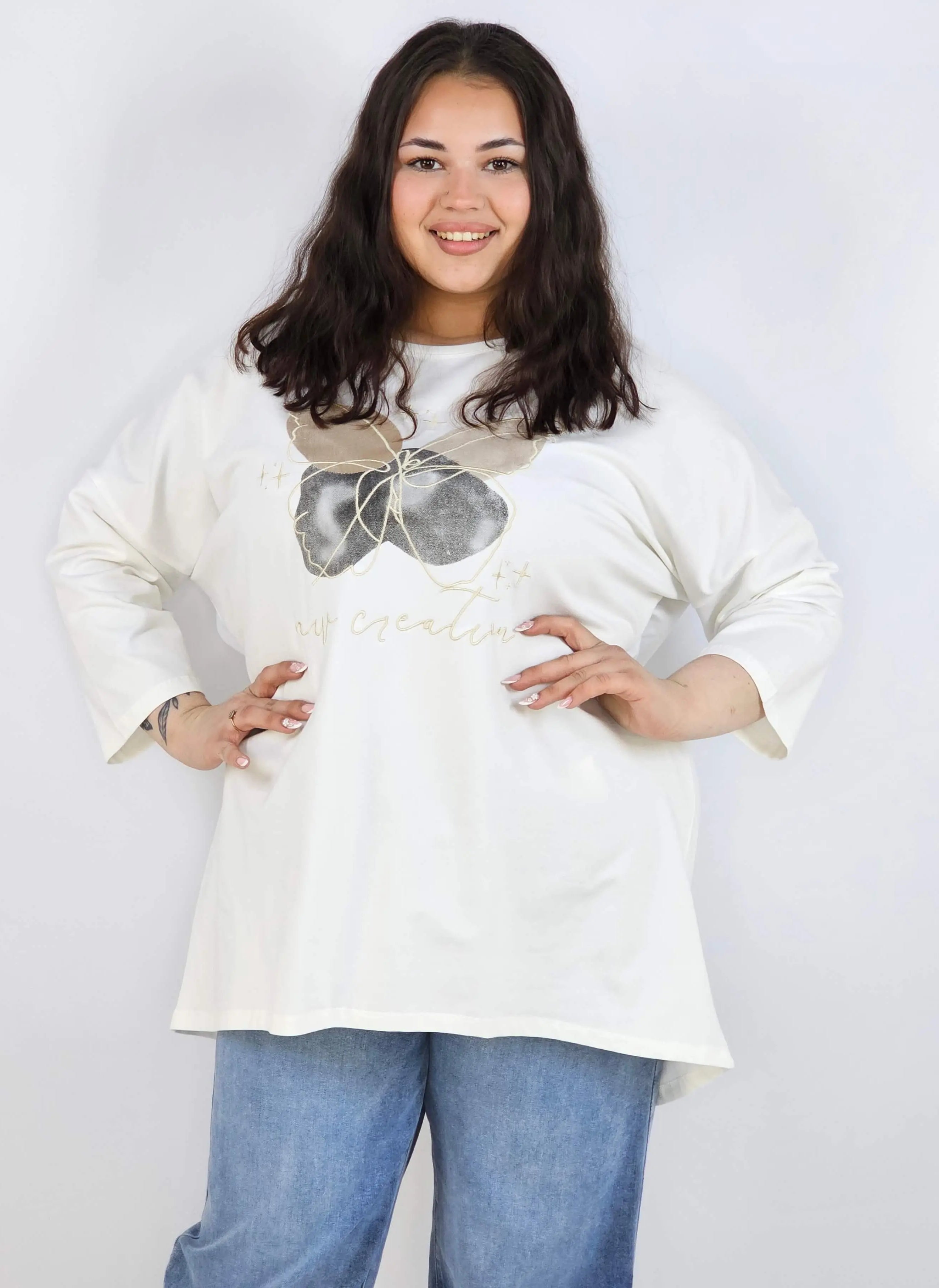Bluzka plus size XXL z nadrukiem – luźna i stylowa Stylowa XL