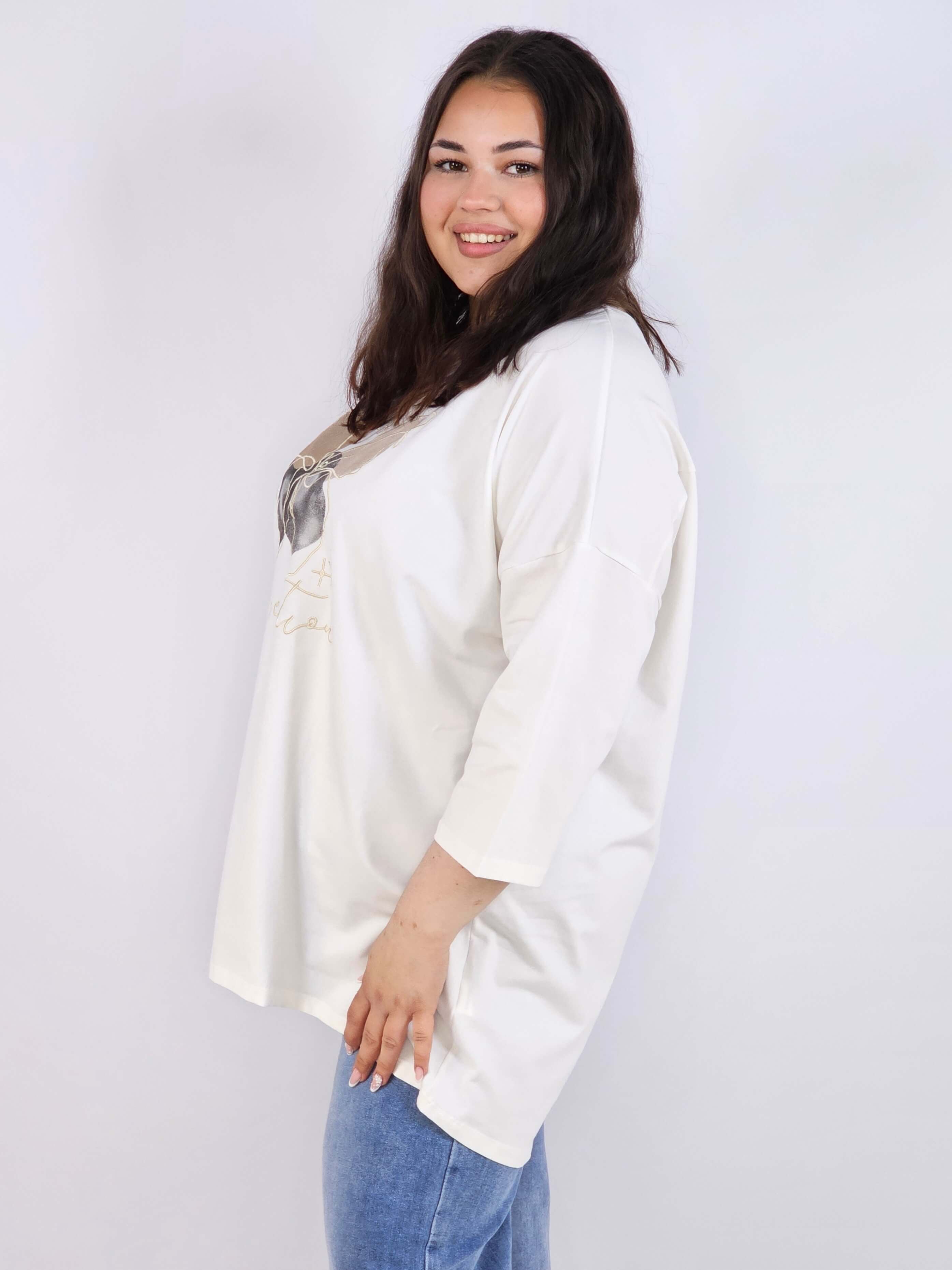 Bluzka plus size XXL z nadrukiem – luźna i stylowa Stylowa XL