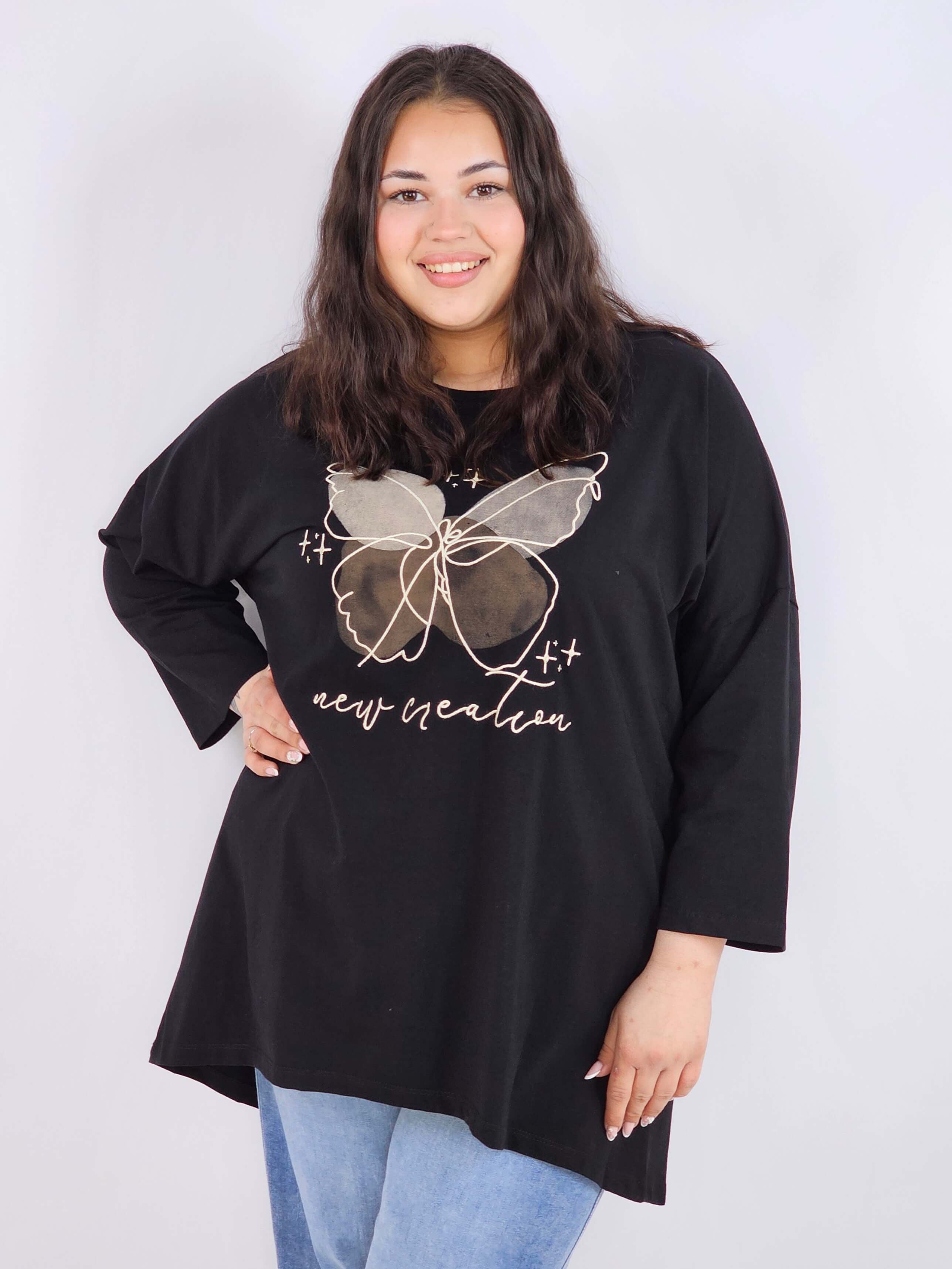 Bluzka plus size XXL z nadrukiem – luźna i stylowa Stylowa XL