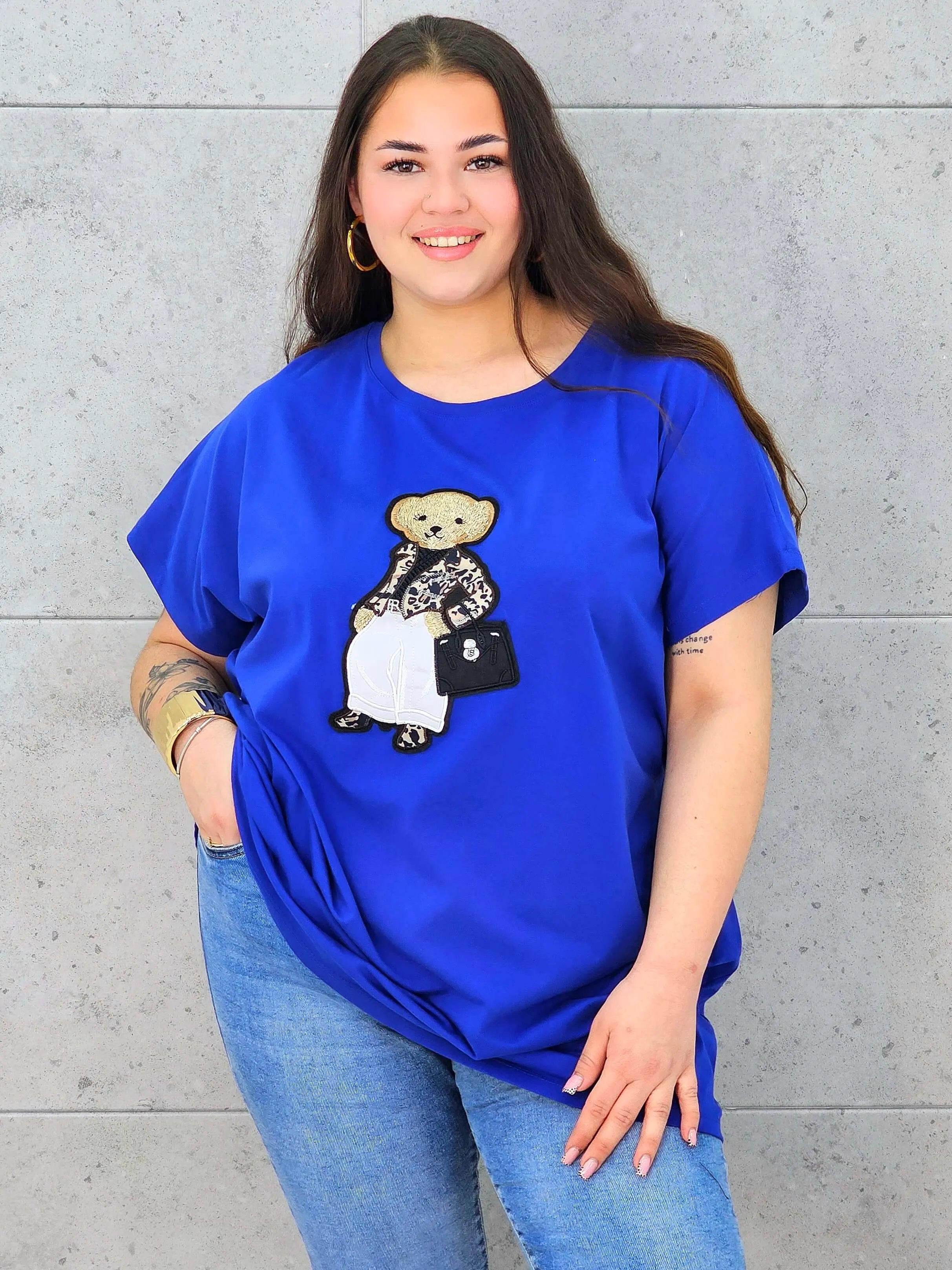Bluzka plus size – stylowy model z ozdobnym misiem Stylowa XL