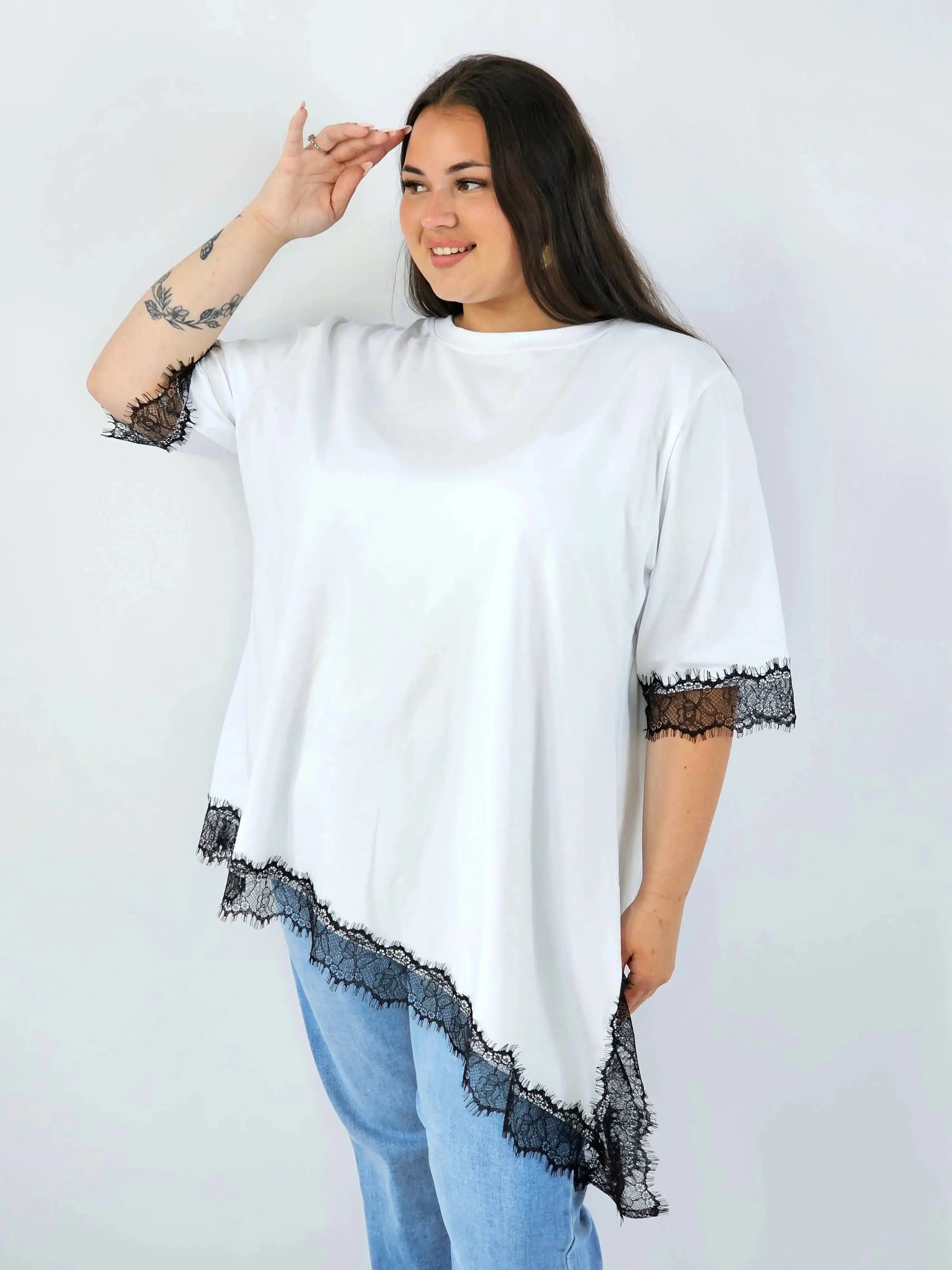 Bluzka plus size asymetryczna XXL z koronką Stylowa XL