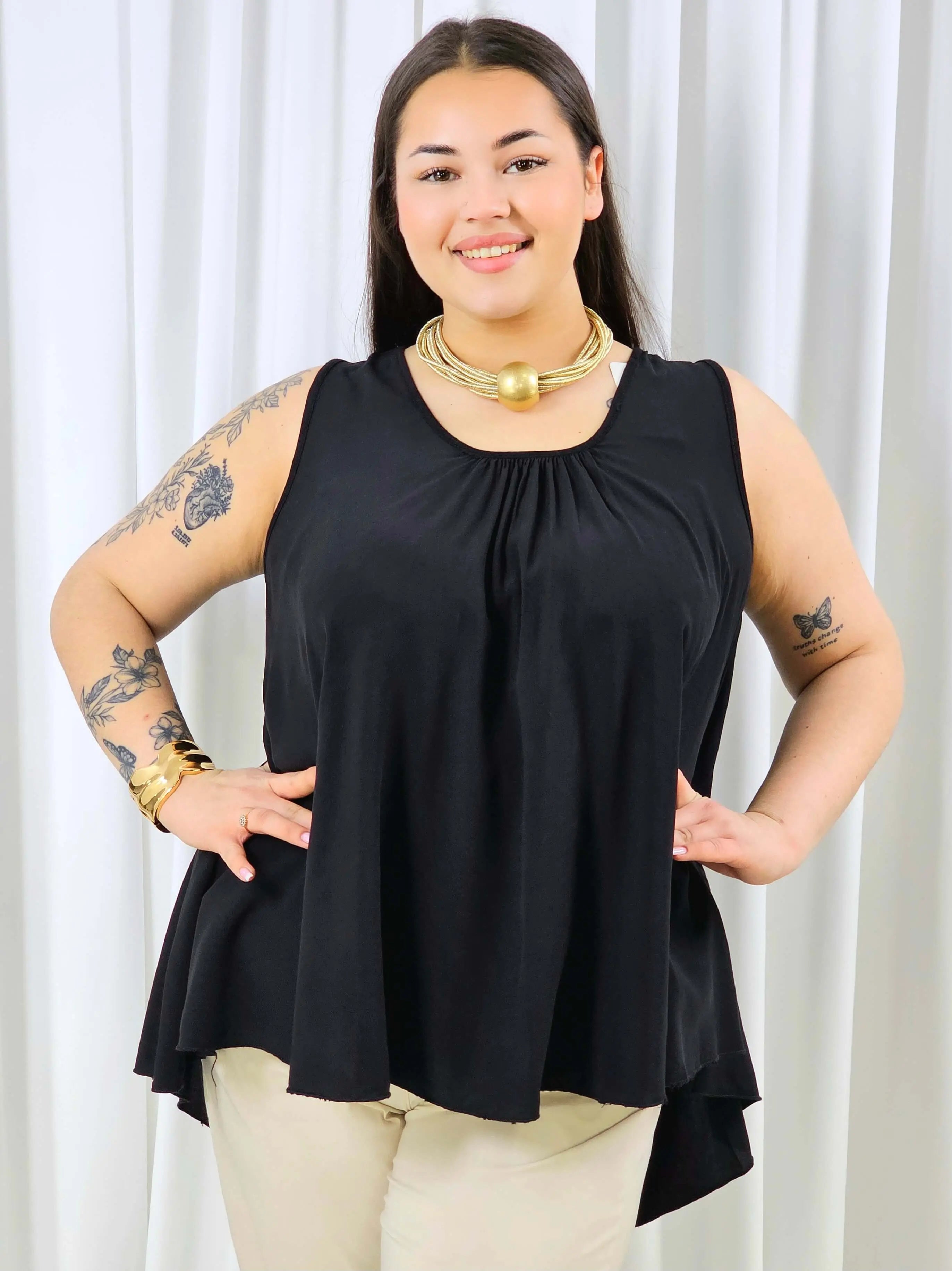 Bluzka plus size bez rękawów z koronką na plecach – lekka tunika XXL Stylowa XL