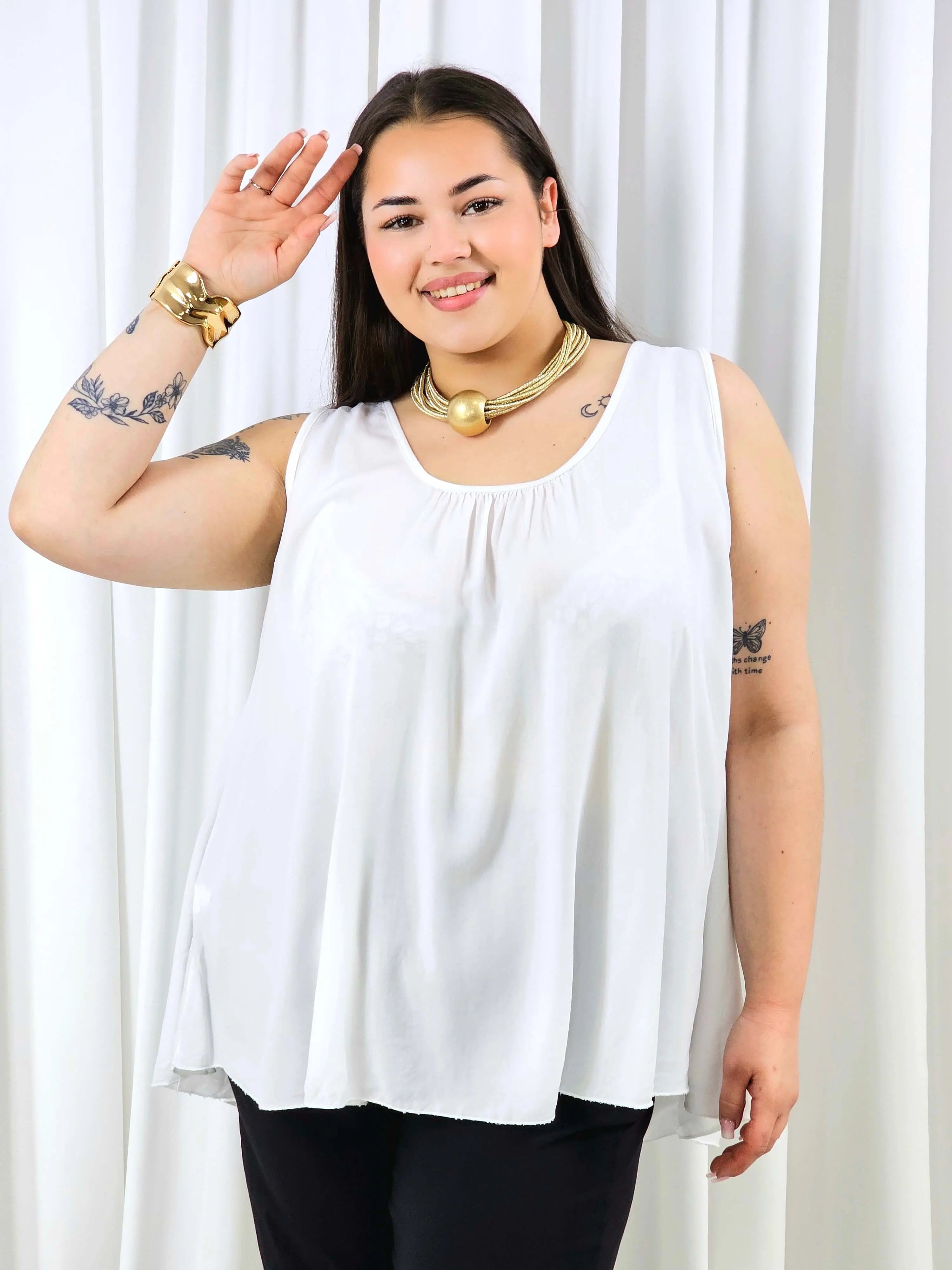 Bluzka plus size bez rękawów z koronką na plecach – lekka tunika XXL Stylowa XL