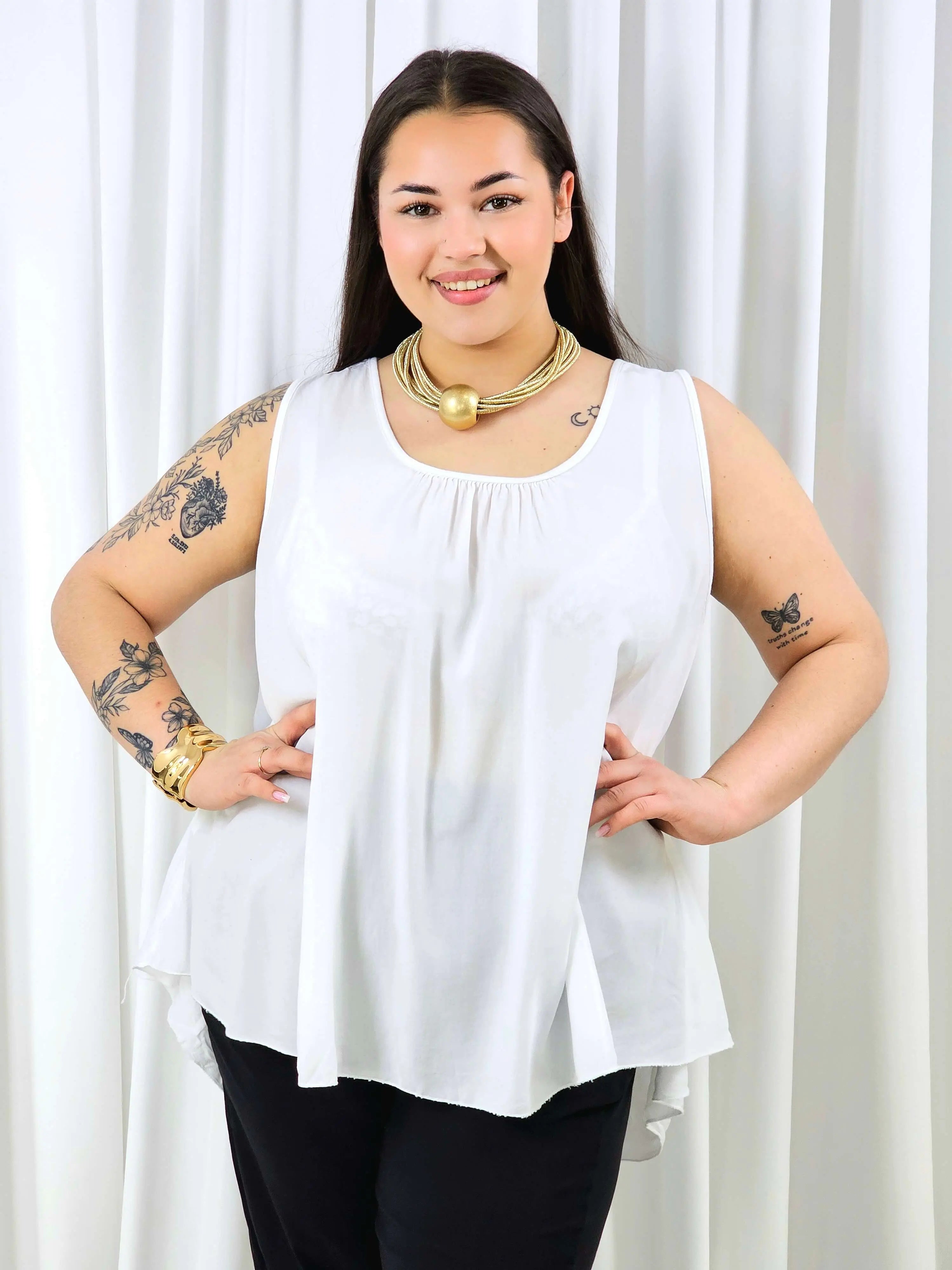 Bluzka plus size bez rękawów z koronką na plecach – lekka tunika XXL Stylowa XL