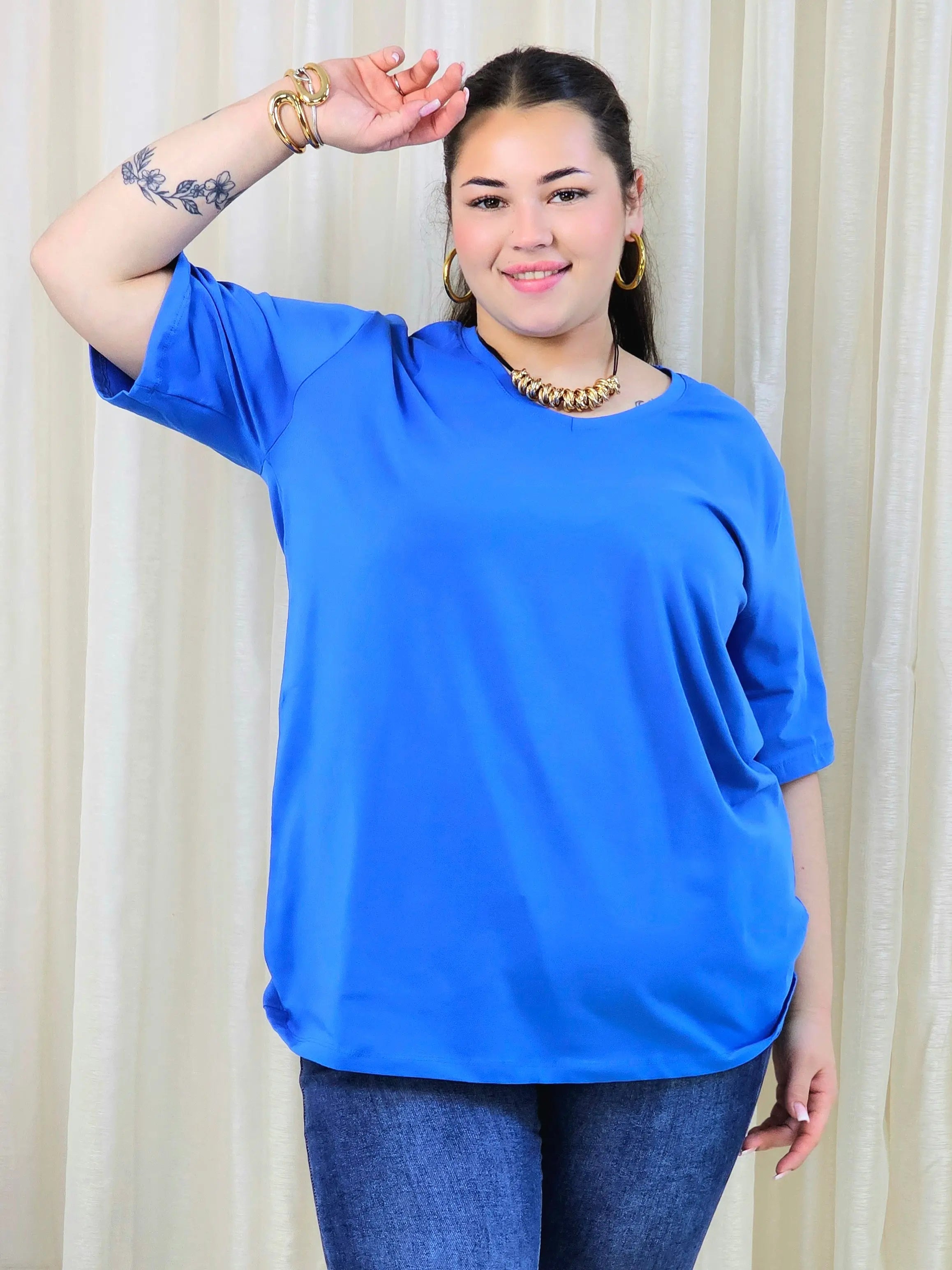 Bluzka plus size gładka z dekoltem V – klasyczna bluzka damska XXL w wielu kolorach Stylowa XL