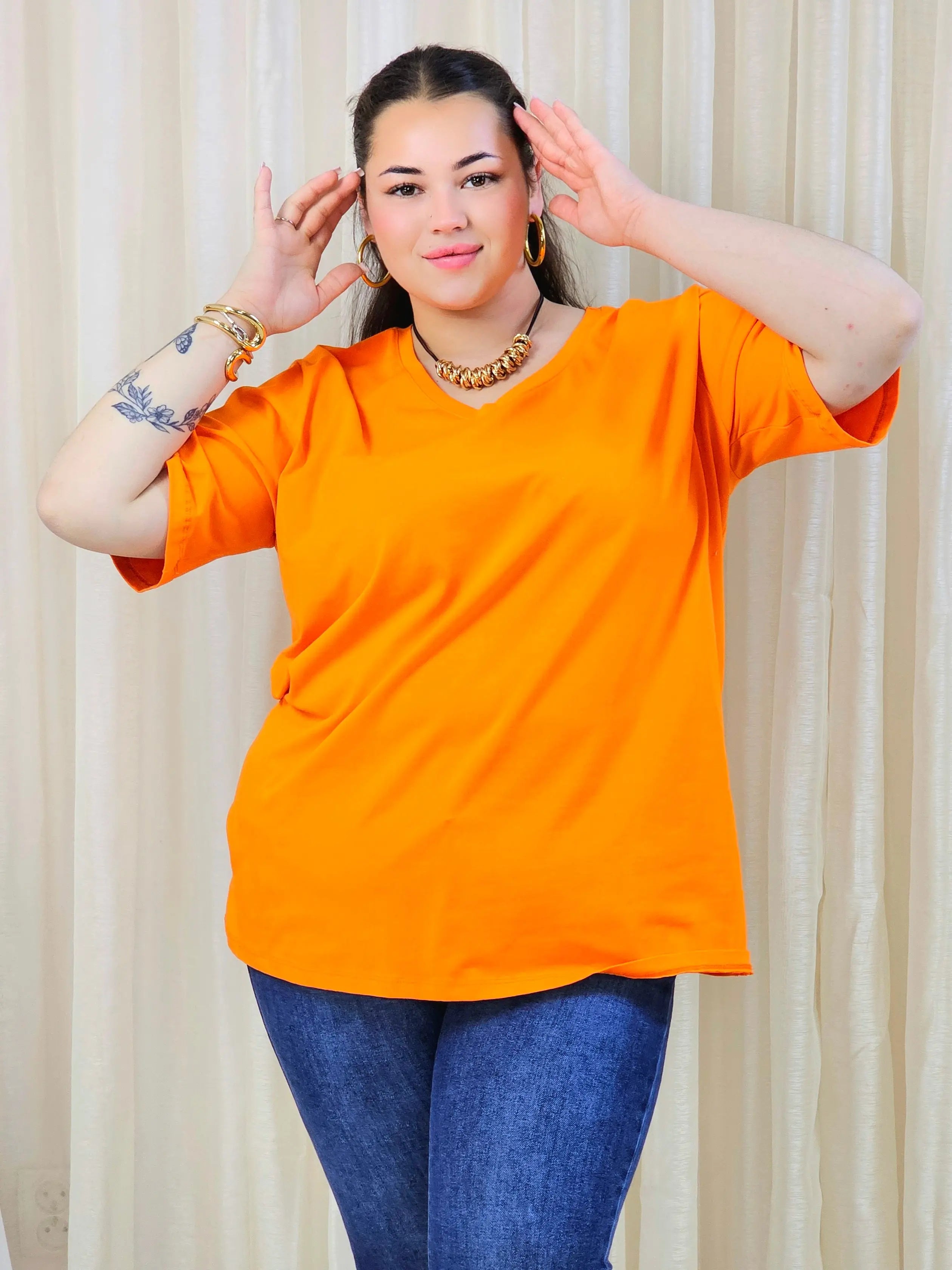 Bluzka plus size gładka z dekoltem V – klasyczna bluzka damska XXL w wielu kolorach Stylowa XL