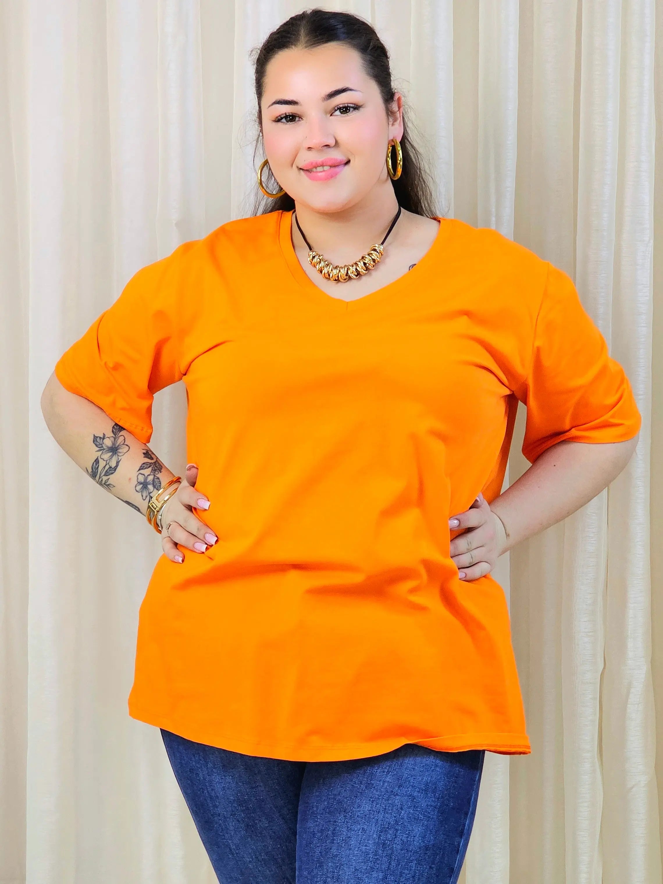 Bluzka plus size gładka z dekoltem V – klasyczna bluzka damska XXL w wielu kolorach Stylowa XL