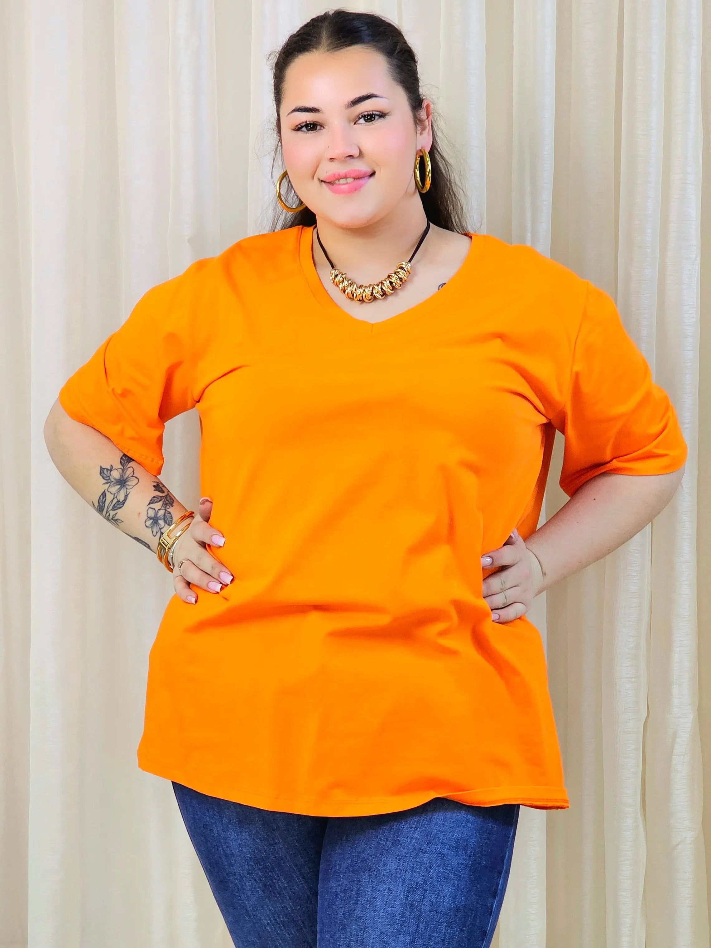 Bluzka plus size gładka z dekoltem V – klasyczna bluzka damska XXL w wielu kolorach Stylowa XL